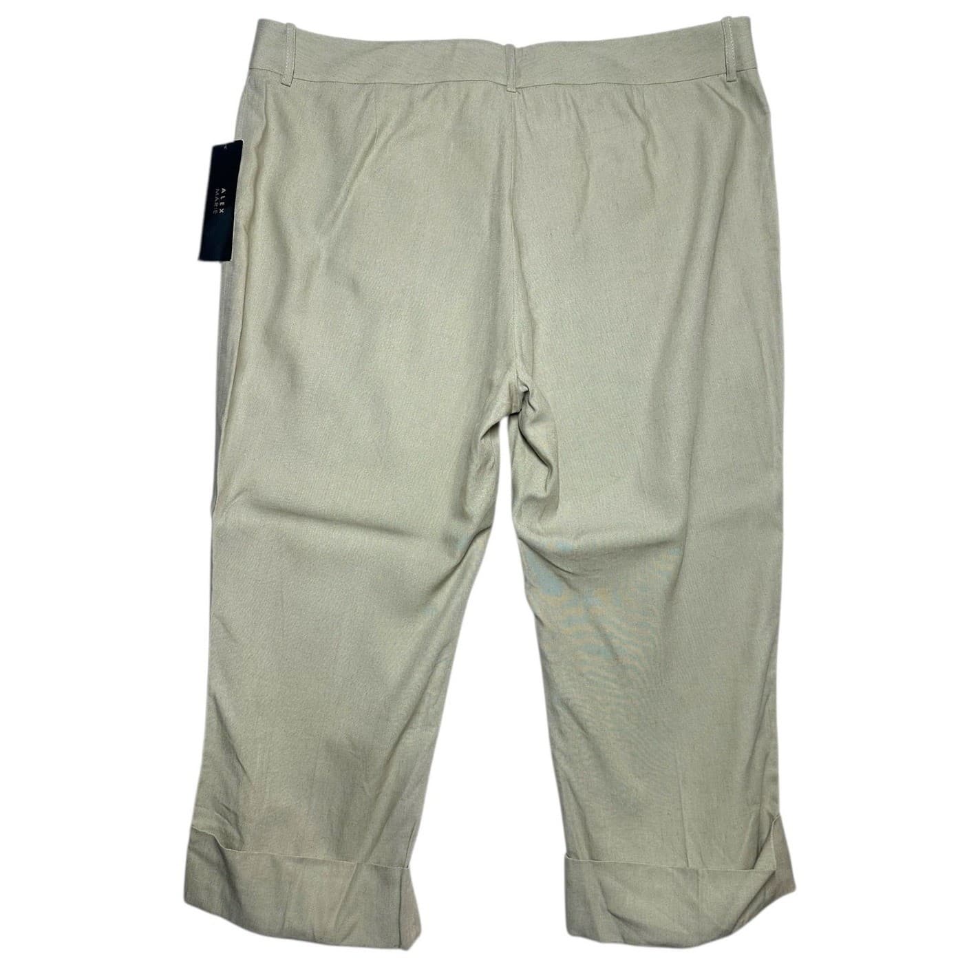 Alex Marie Thyme Linen Blend Cropped Pants Women Size 16 Flat Front Cuffed - Thumbnail 2