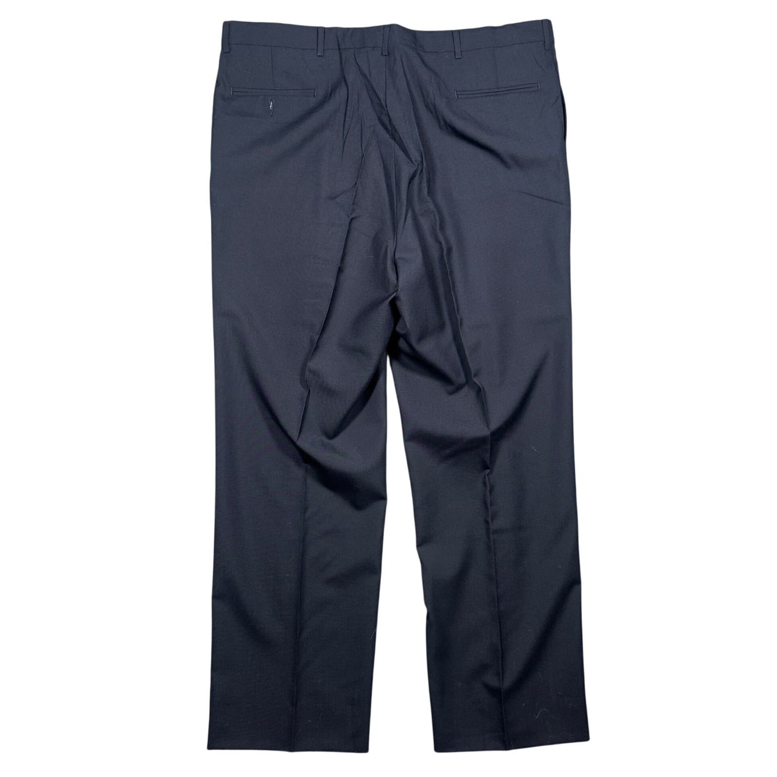 Norm Thompson Dress Pants Mens 44 Long Navy Blue Pleated Wool Blend - Thumbnail 5