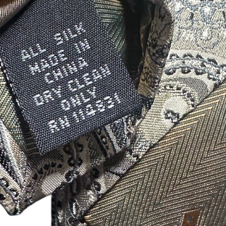 Nubio Collezione Esclusivo Mens Silk Tie Silver Grey Black Paisley Jacquard - Thumbnail 7
