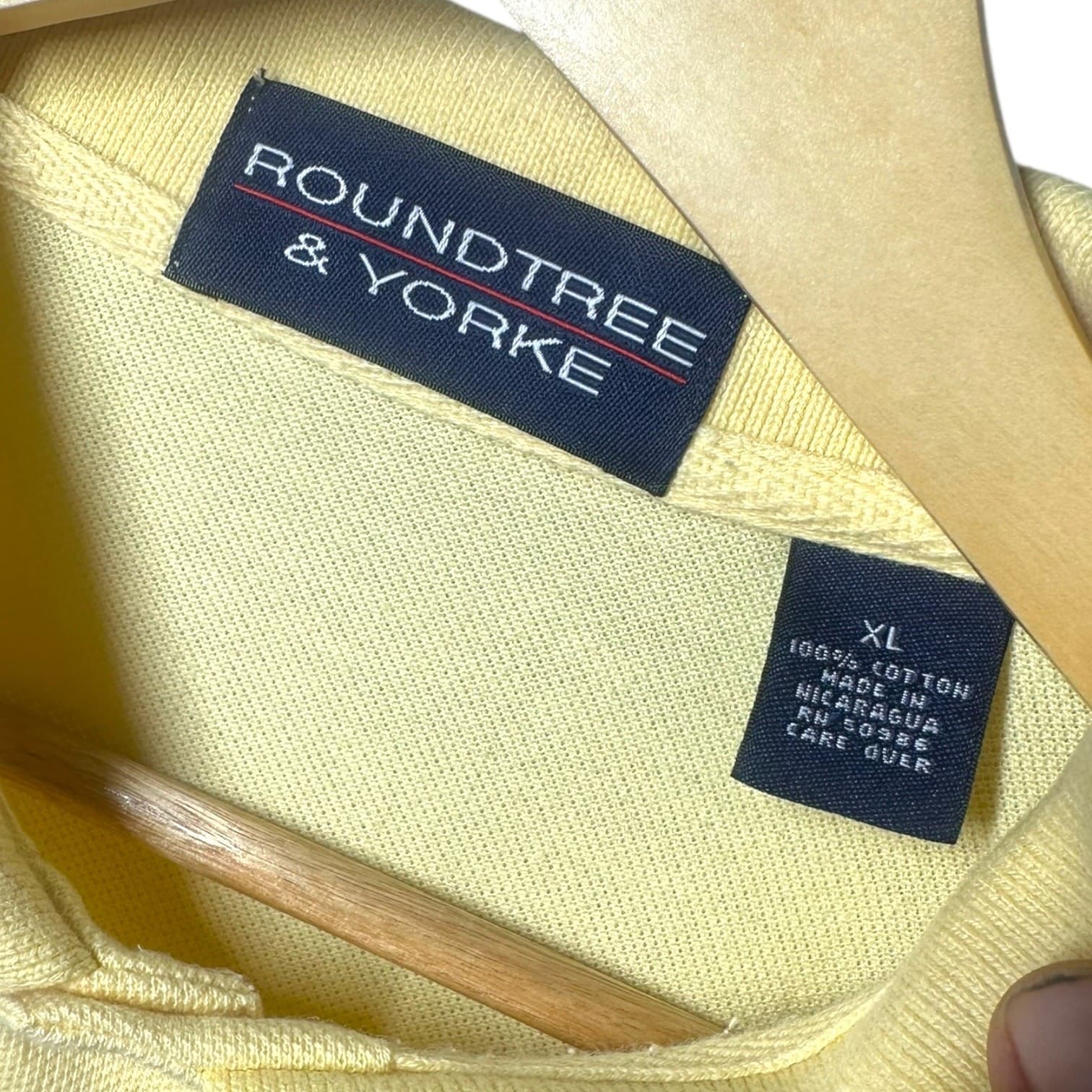 Roundtree & Yorke Men's Size XL Pale Yellow Short Sleeve Polo Shirt Cotton - Thumbnail 7