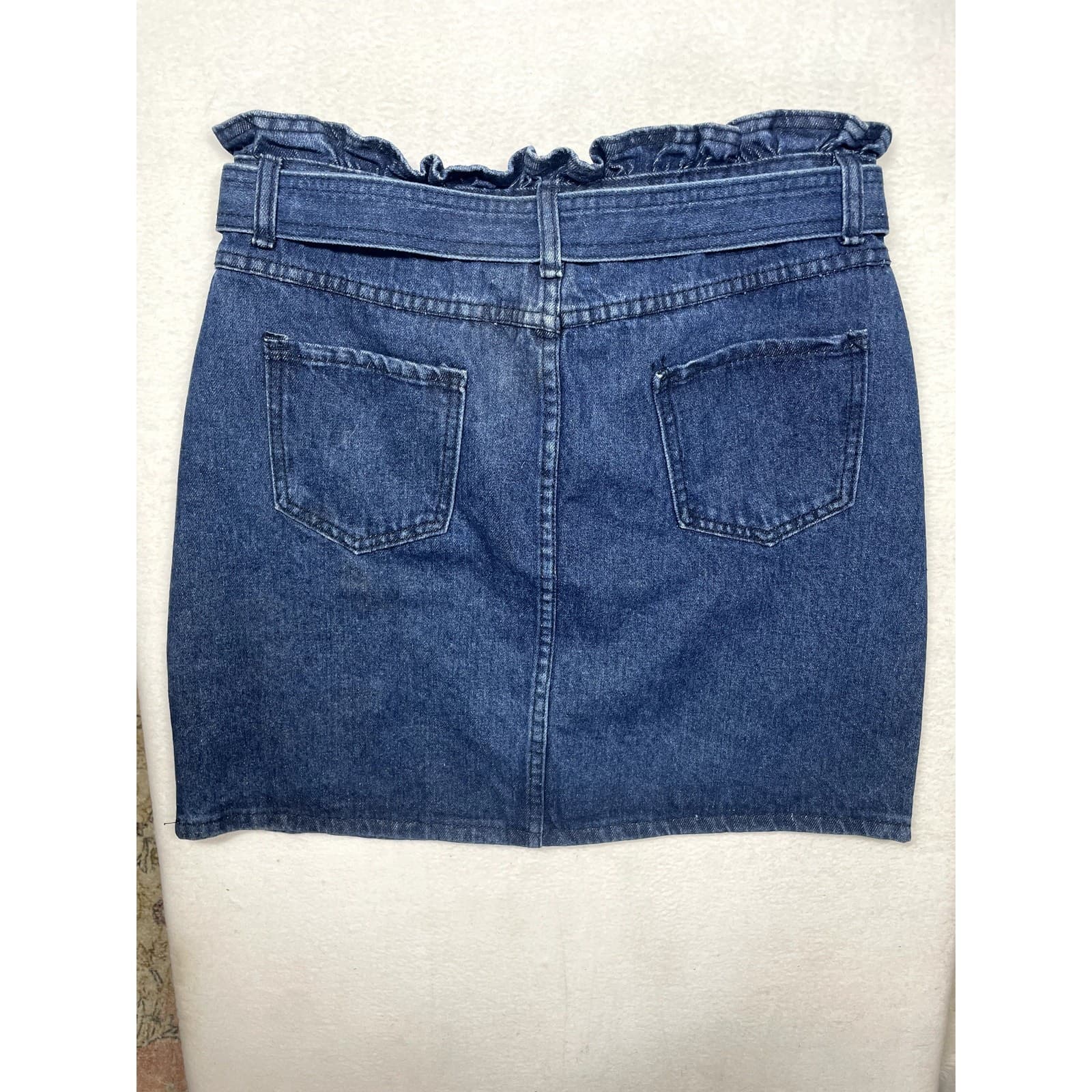Molly Bracken Women’s Medium Paperbag Denim Skirt w/ Removable Belt - Thumbnail 4