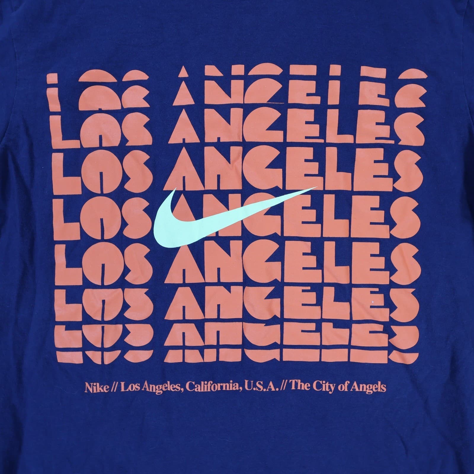 Nike T-Shirt Mens Medium Blue Cotton Los Angeles Graphic Swoosh Short Sleeve Tee - Thumbnail 9