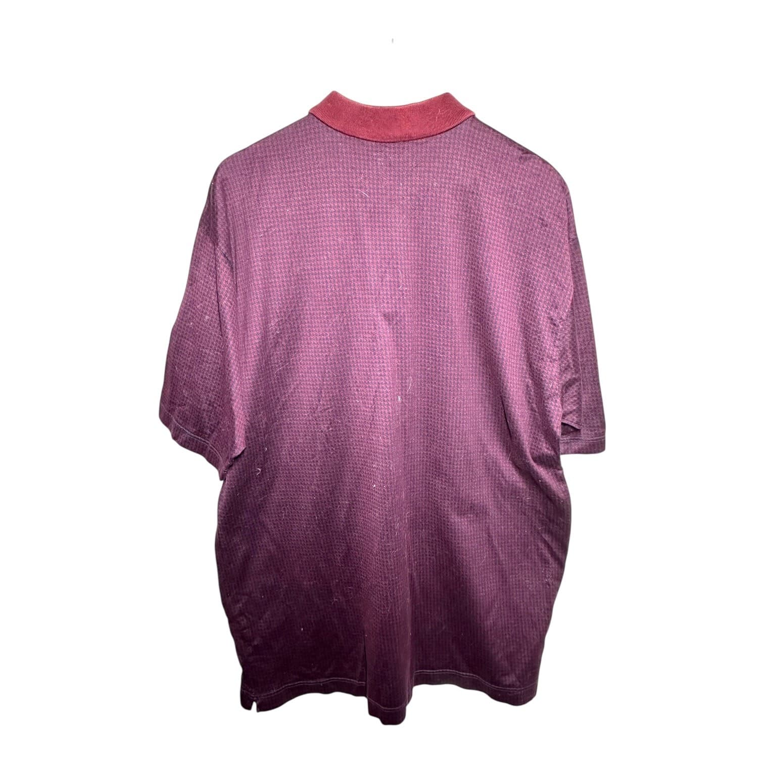 Erice Men's Size XXL Burgundy Cotton Micro-Pattern Short Sleeve Polo Shirt - Thumbnail 3