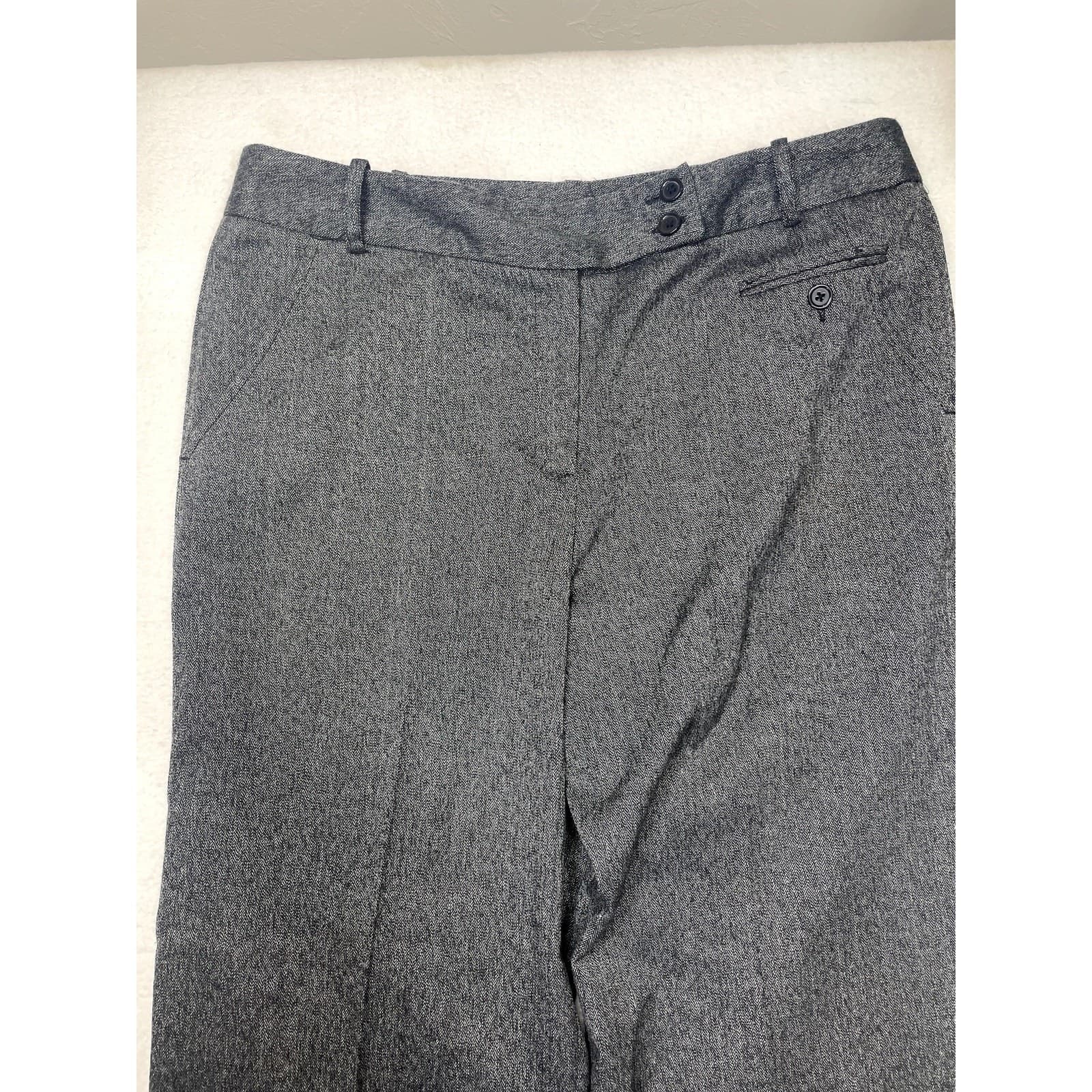 Larry Levine Stretch Gray Herringbone Wide Leg Dress Pants Women's Size 12 - Thumbnail 3