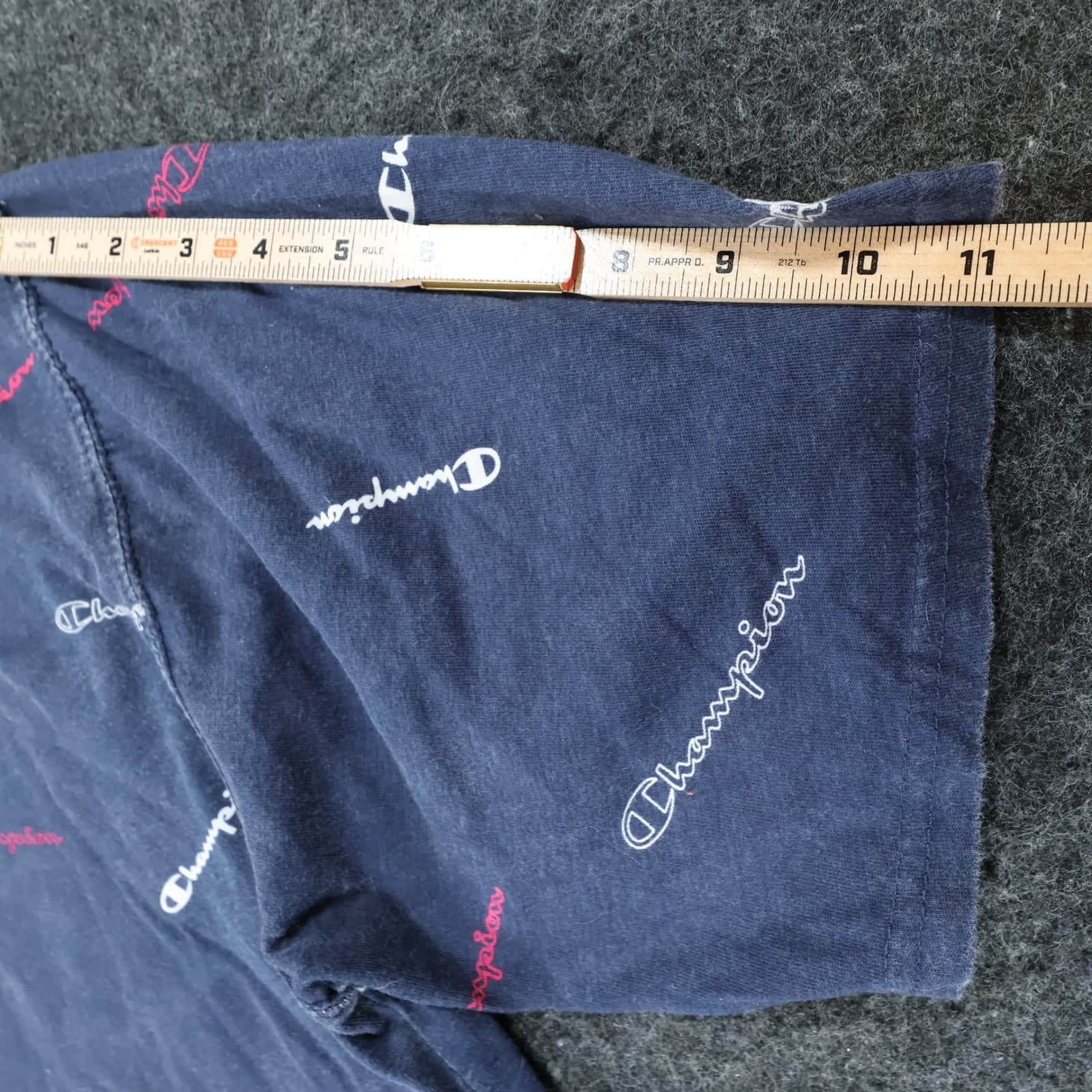 Champion T-Shirt Mens XLT Navy Blue 100% Cotton Tall All Over Print Script Logo - Thumbnail 3