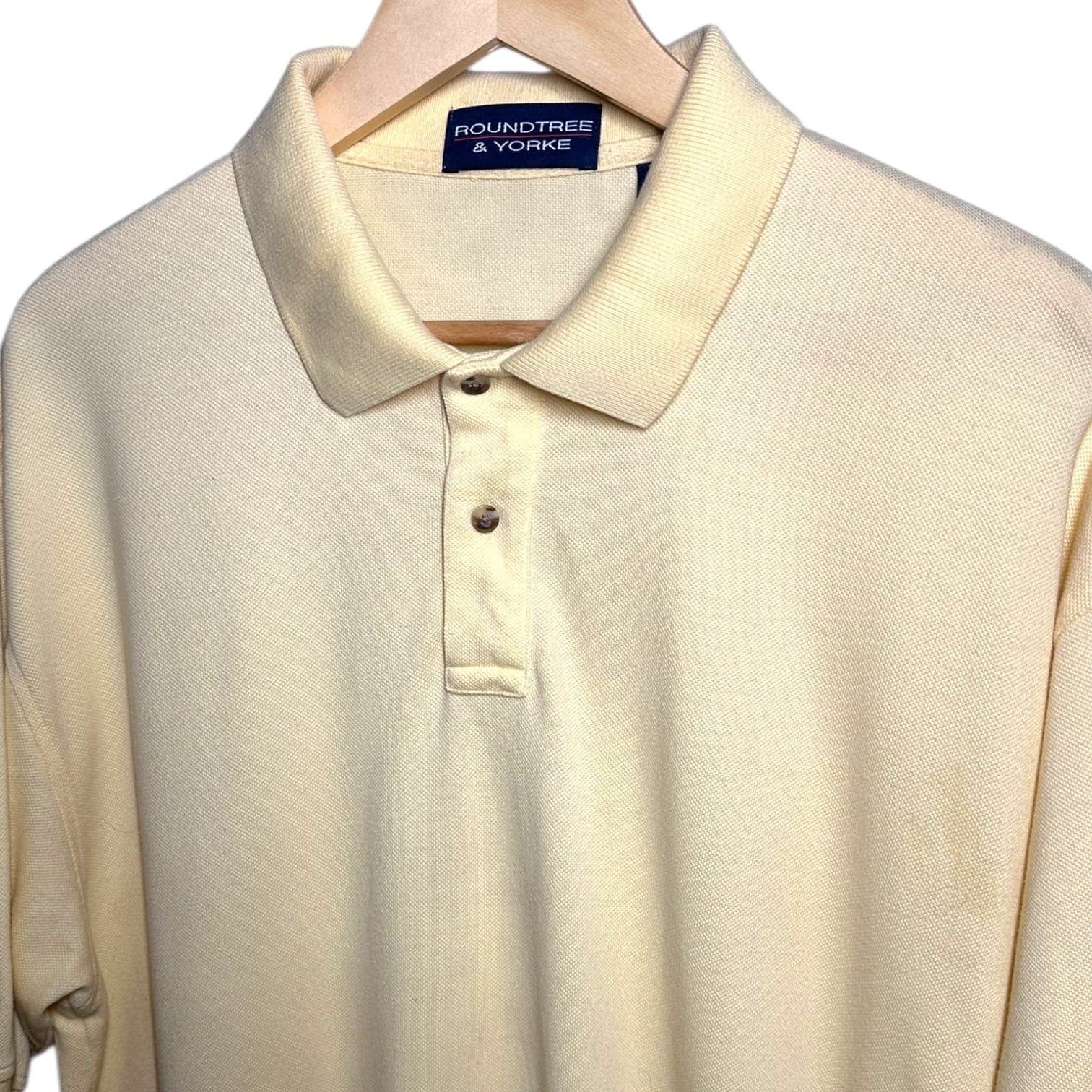 Roundtree & Yorke Men's Size XL Pale Yellow Short Sleeve Polo Shirt Cotton - Thumbnail 4