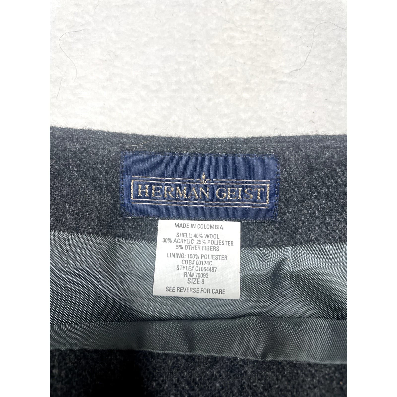 Vintage Herman Geist Women’s Gray Wool Skirt – Size 8 | Classic Lined Midi - Thumbnail 3