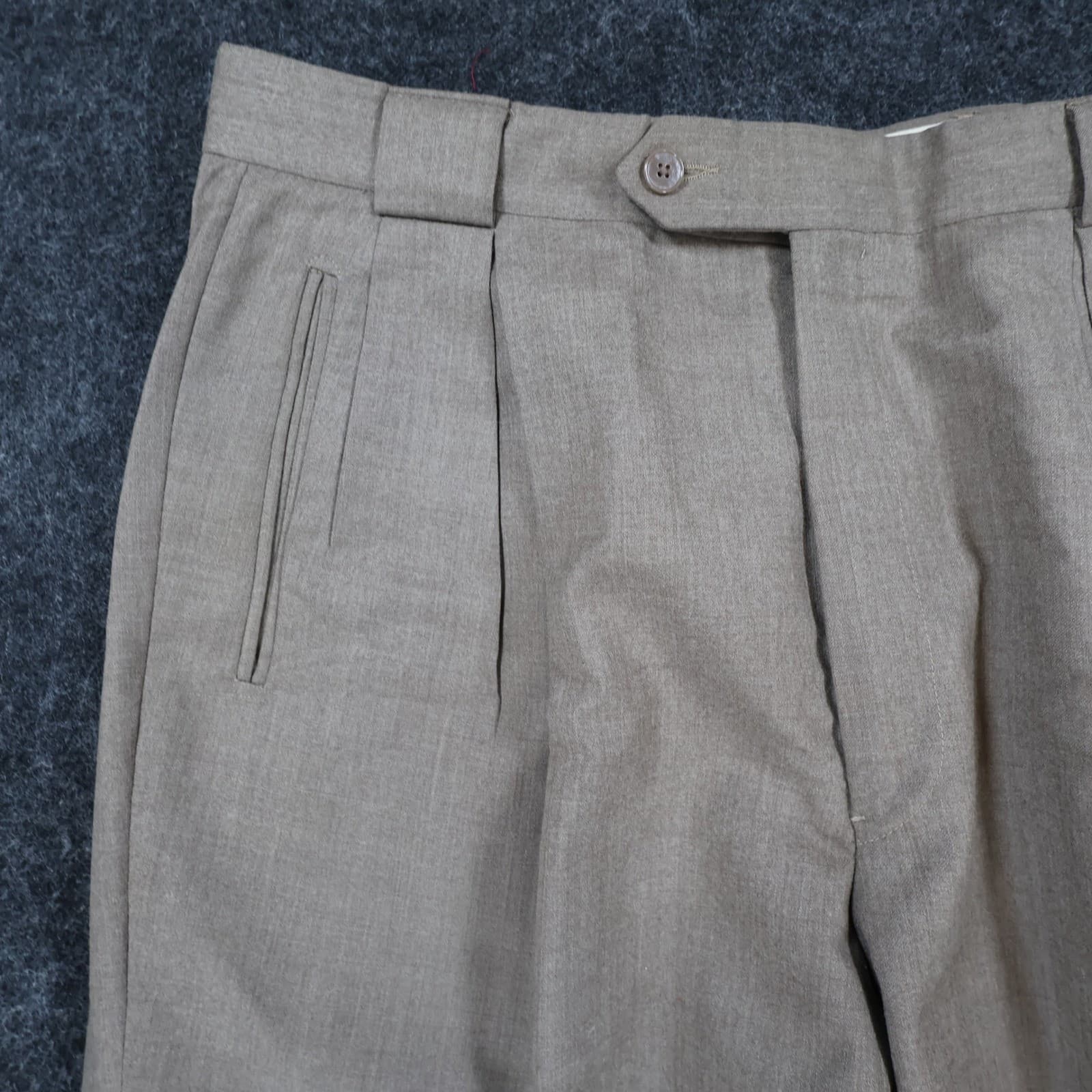 Tallia Uomo Dress Pants Mens 34R Tan Wool Pleated Cuffed Slacks Trousers - Thumbnail 8