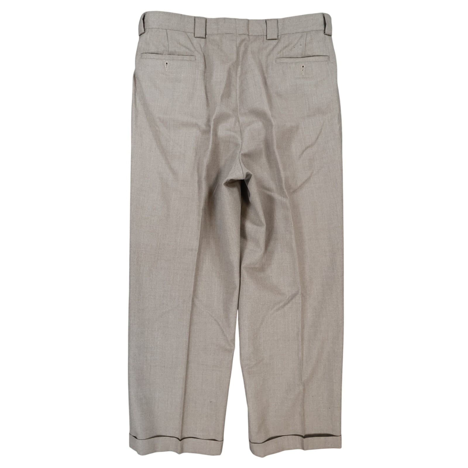 Tallia Uomo Dress Pants Mens 34R Tan Wool Pleated Cuffed Slacks Trousers - Thumbnail 2