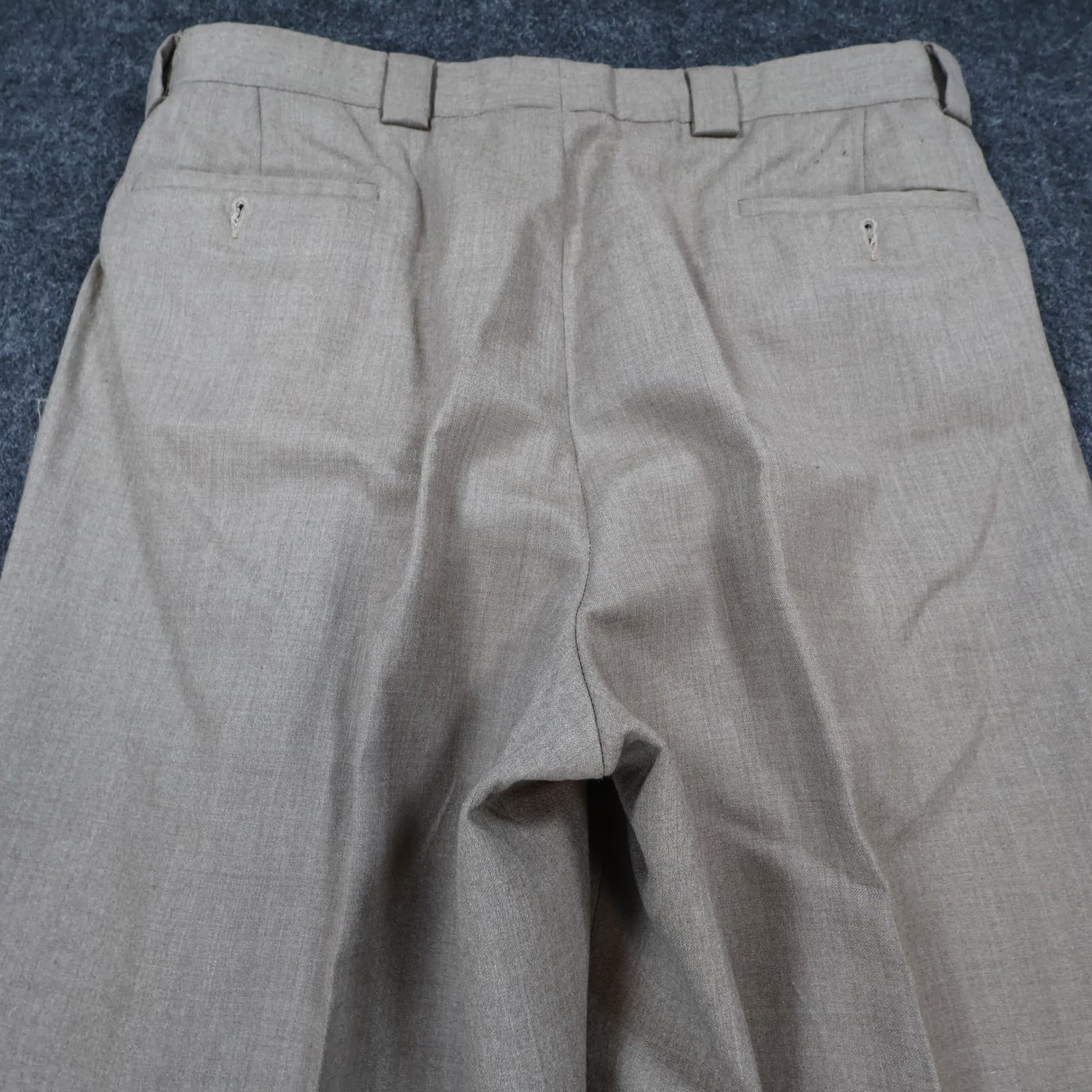 Tallia Uomo Dress Pants Mens 34R Tan Wool Pleated Cuffed Slacks Trousers - Thumbnail 11