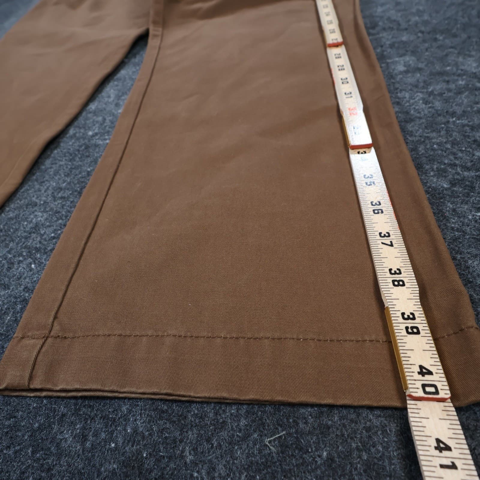 Cremieux Chino Pants Mens 36x29 Brown 100% Cotton Regular Fit Casual Trousers - Thumbnail 3