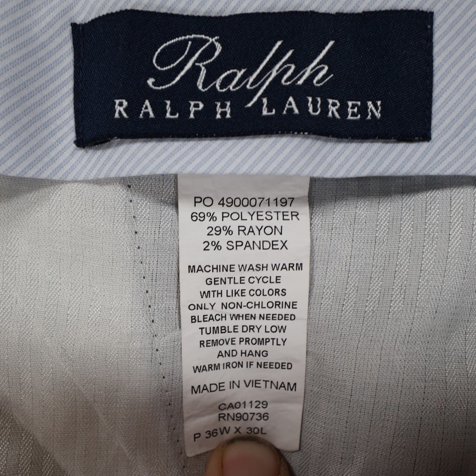 Ralph Lauren Dress Pants Mens 36W x 30L Blue Poly Rayon Pleated Windowpane Check - Thumbnail 7