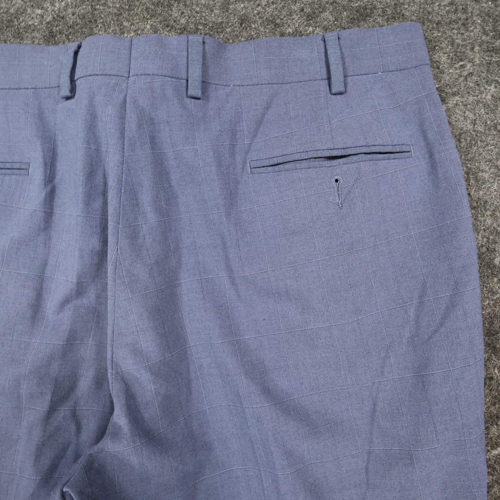 Ralph Lauren Dress Pants Mens 36W x 30L Blue Poly Rayon Pleated Windowpane Check - Thumbnail 9