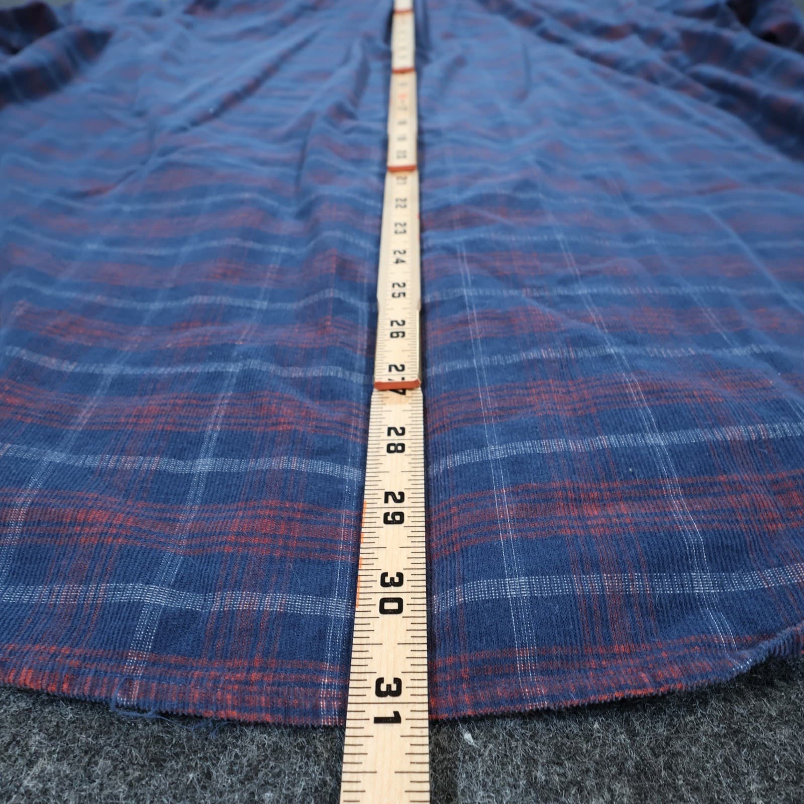 Roundtree & Yorke Button Down Mens L Blue Cotton Corduroy Plaid Casual Shirt - Thumbnail 5