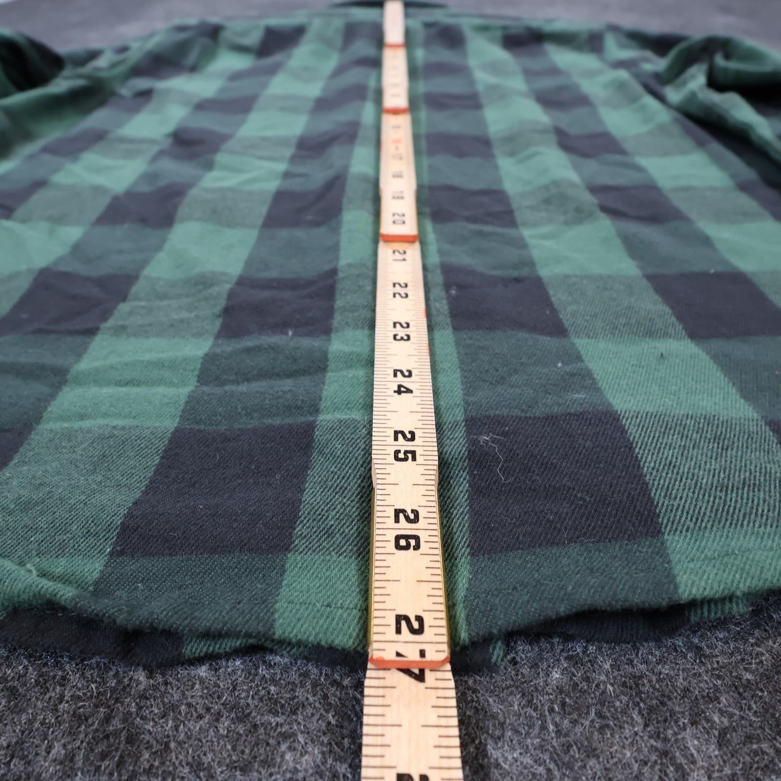 Tailor Vintage Flannel Shirt Mens Small Green Cotton Blend Buffalo Plaid Stretch - Thumbnail 5