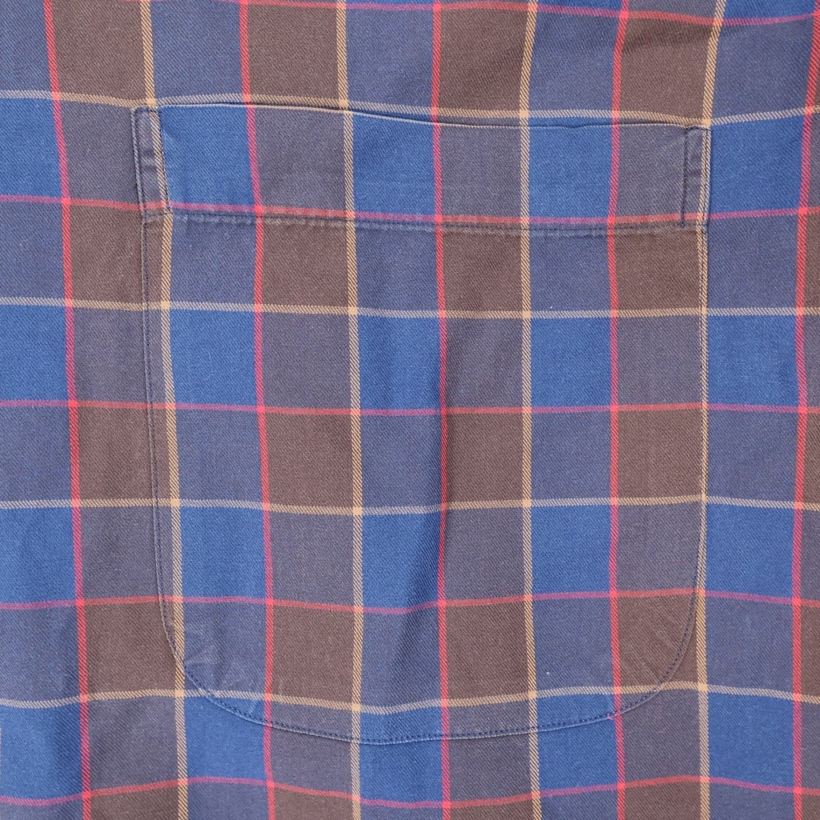 Paul Fredrick Button Down Mens 19-36 Blue Brown Cotton Plaid Dobby Shirt - Thumbnail 11