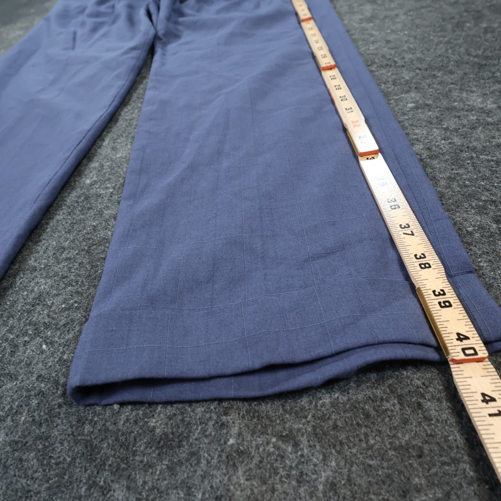 Ralph Lauren Dress Pants Mens 36W x 30L Blue Poly Rayon Pleated Windowpane Check - Thumbnail 3