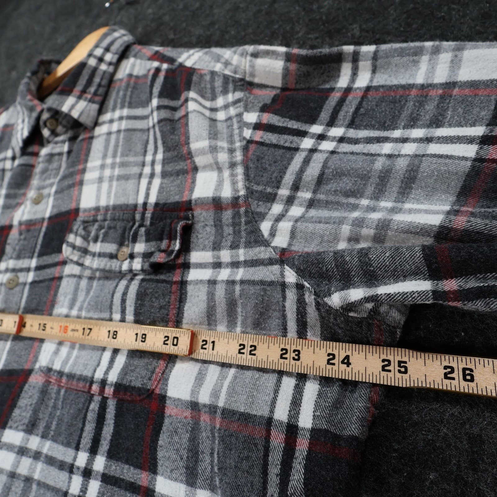 Timberland Flannel Shirt Mens L Gray 100% Cotton Regular Fit Plaid Button Up - Thumbnail 3