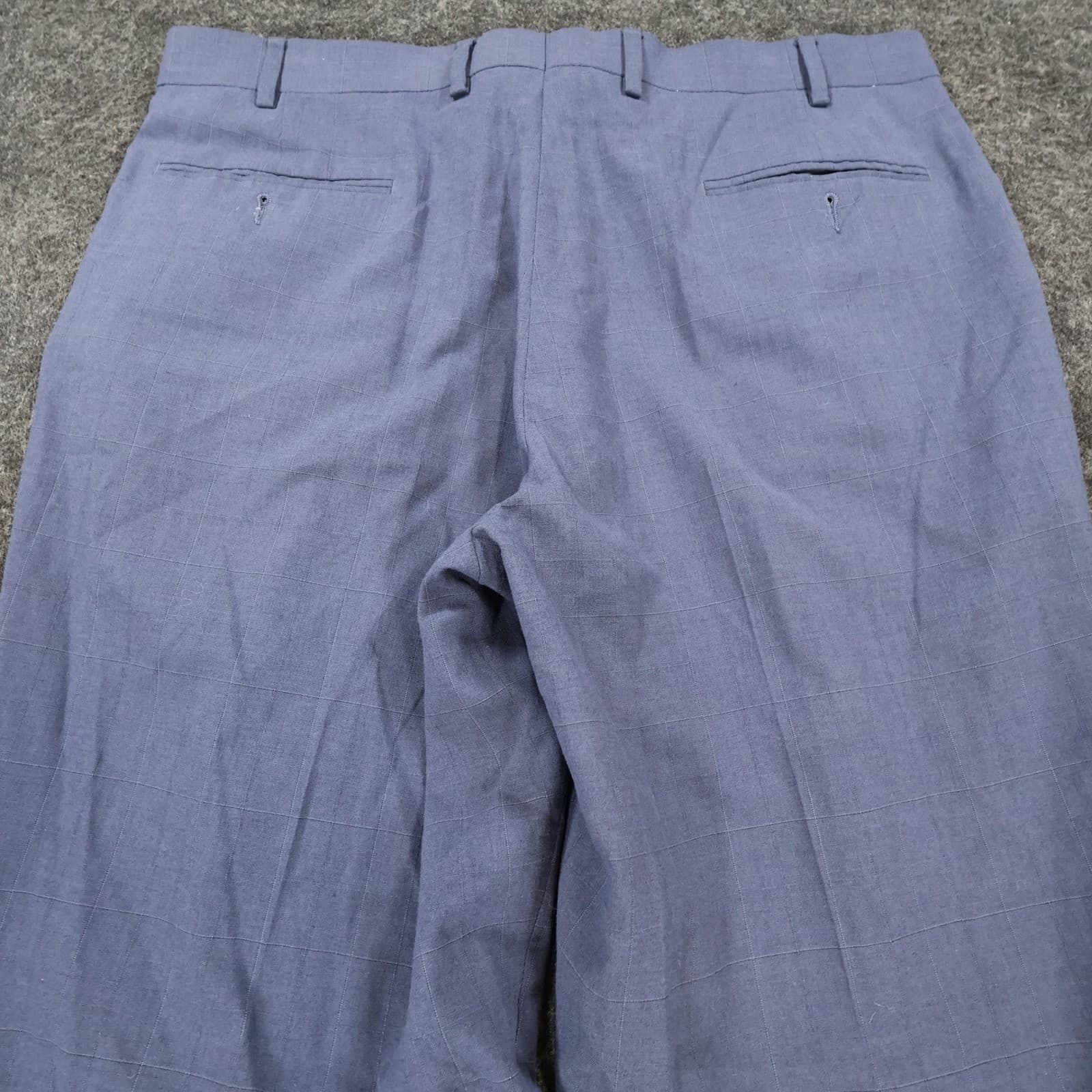 Ralph Lauren Dress Pants Mens 36W x 30L Blue Poly Rayon Pleated Windowpane Check - Thumbnail 11