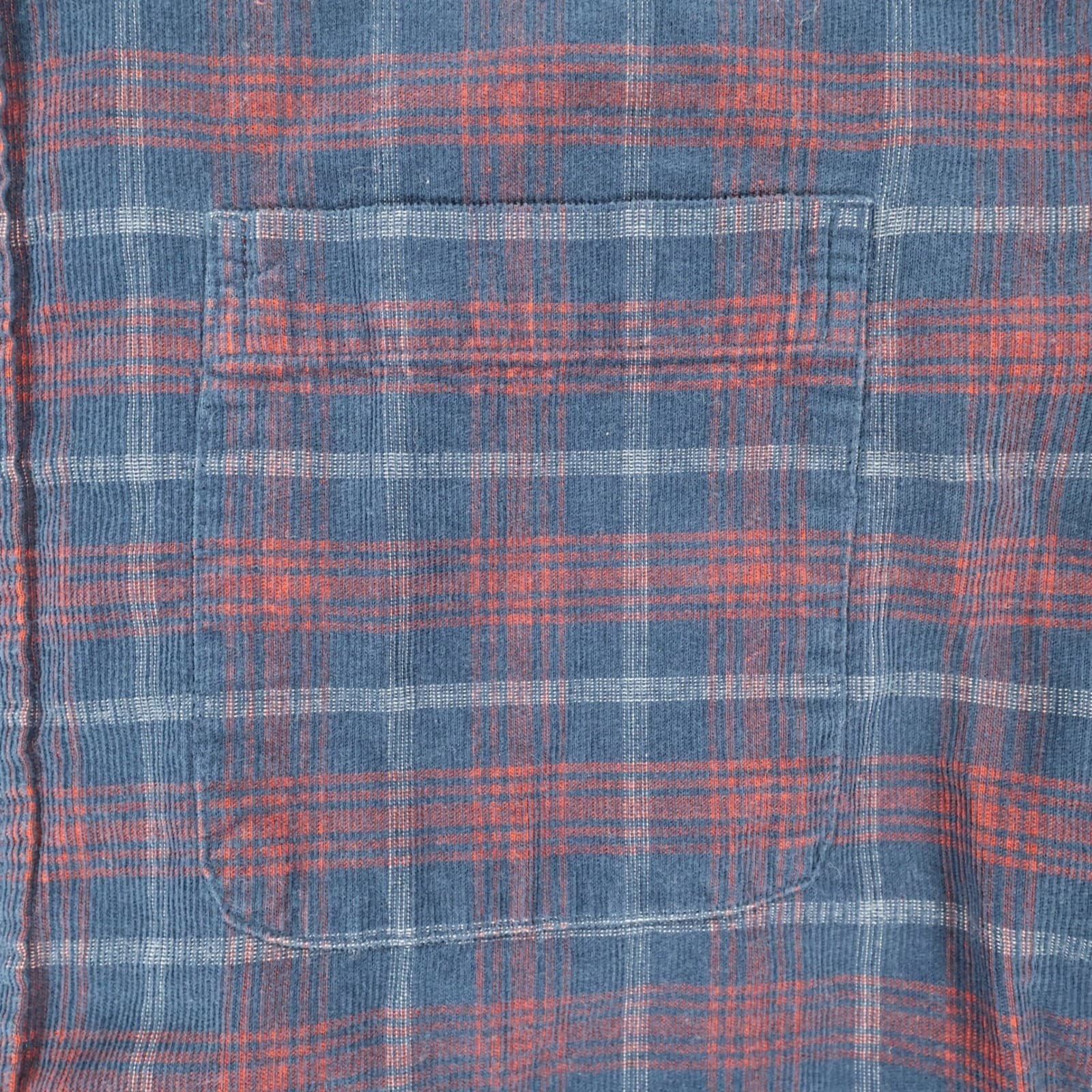Roundtree & Yorke Button Down Mens L Blue Cotton Corduroy Plaid Casual Shirt - Thumbnail 12