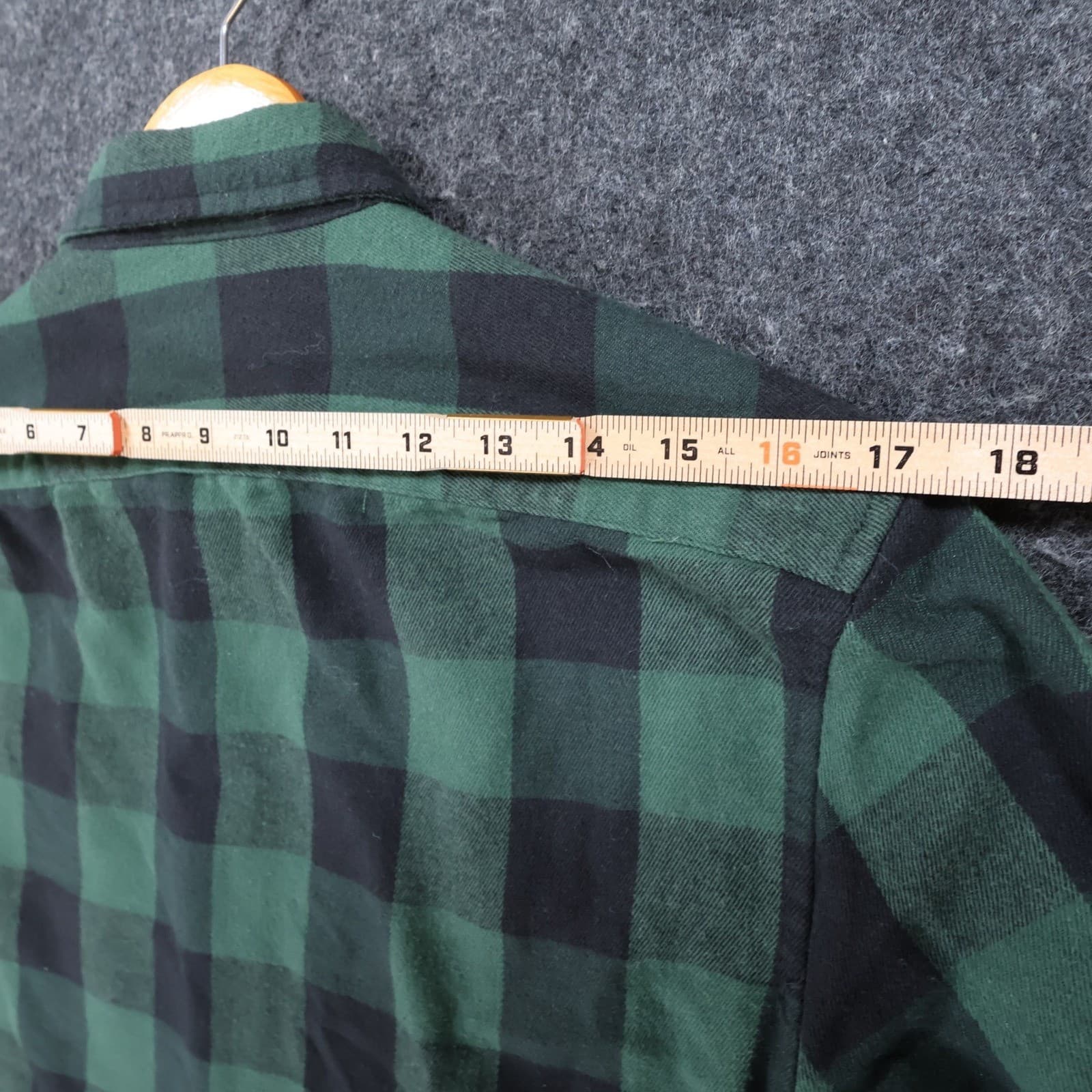 Tailor Vintage Flannel Shirt Mens Small Green Cotton Blend Buffalo Plaid Stretch - Thumbnail 6