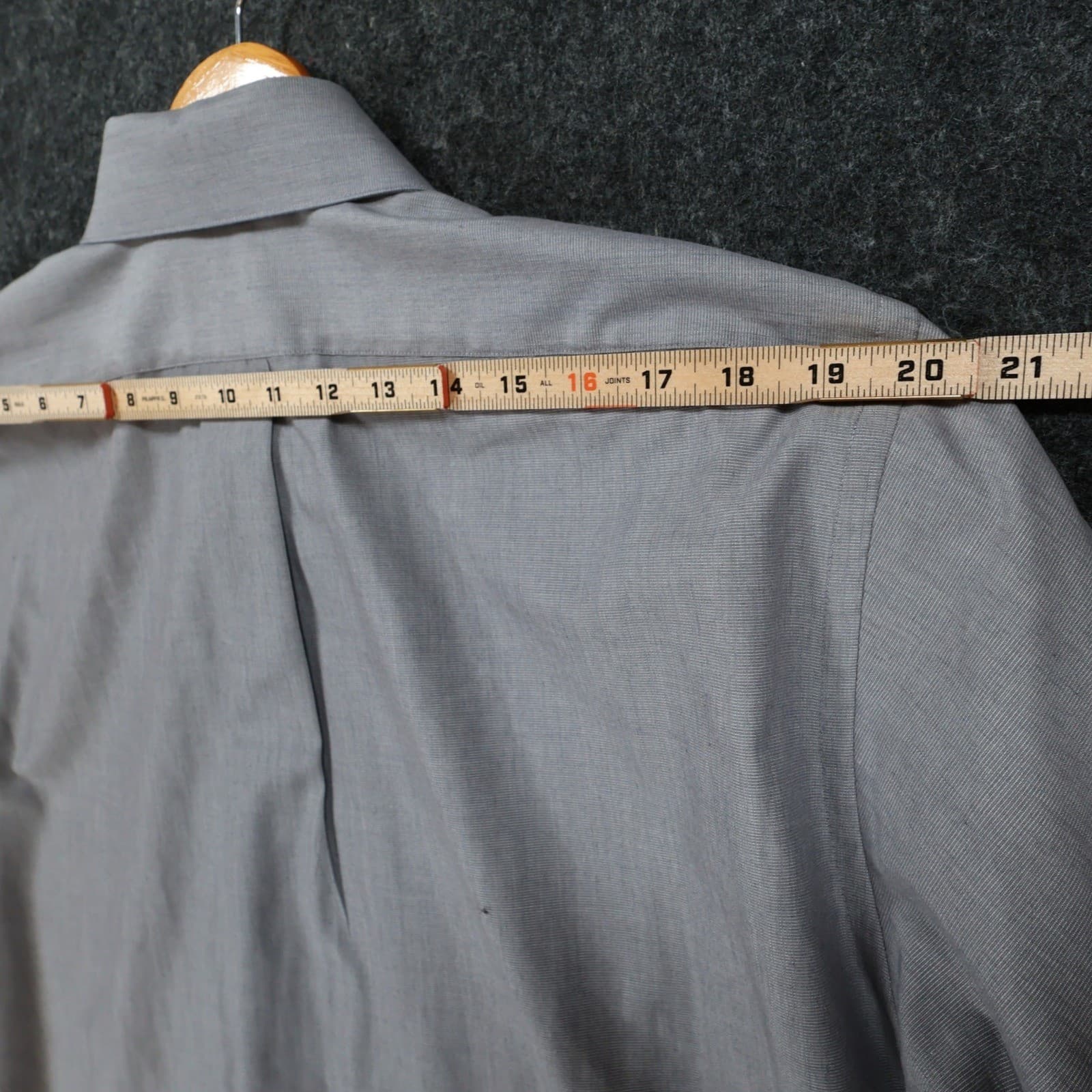 Van Heusen Button Down Shirt Mens 17 34/35 Gray Textured Long Sleeve Dress Shirt - Thumbnail 6