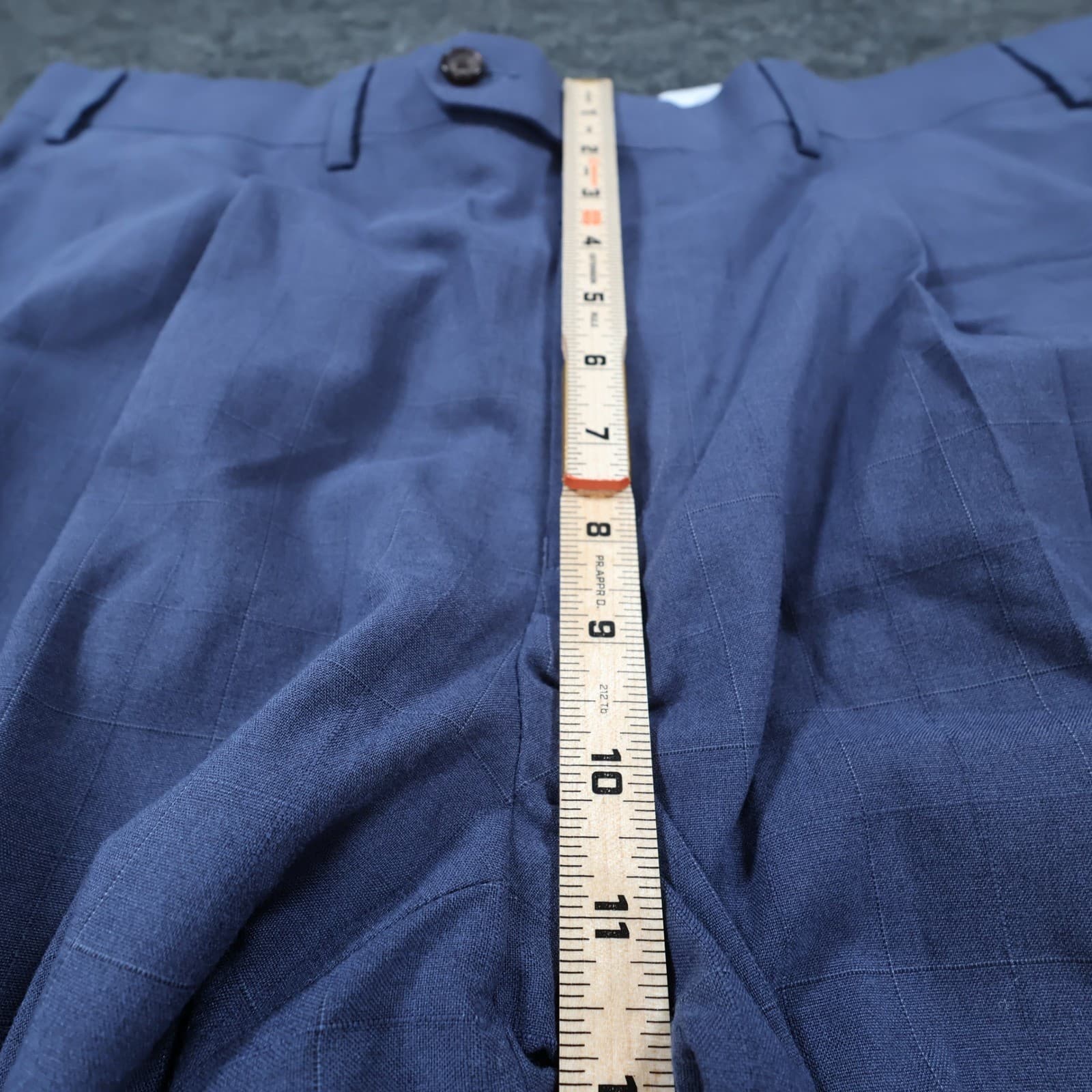 Ralph Lauren Dress Pants Mens 36W x 30L Blue Poly Rayon Pleated Windowpane Check - Thumbnail 5