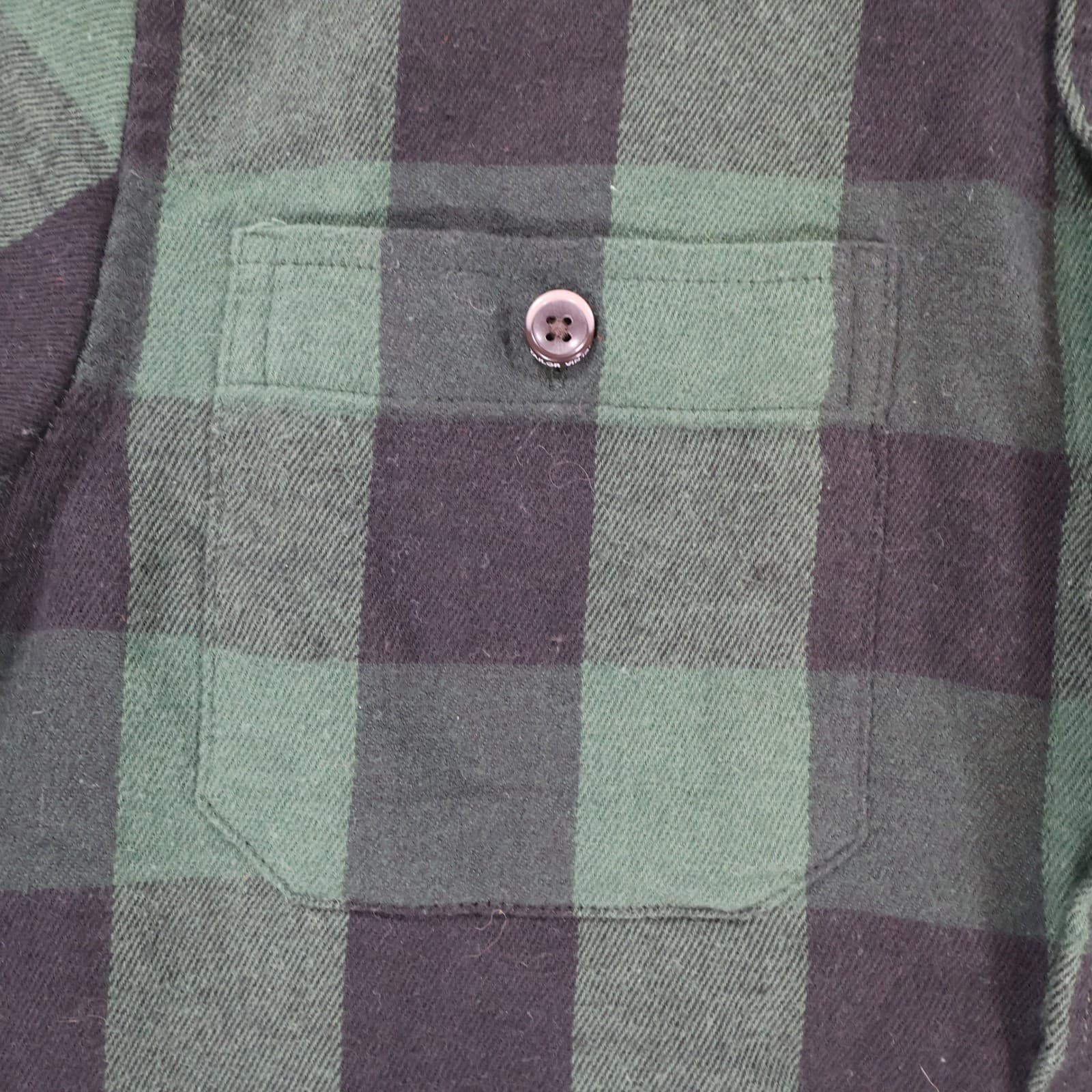 Tailor Vintage Flannel Shirt Mens Small Green Cotton Blend Buffalo Plaid Stretch - Thumbnail 9