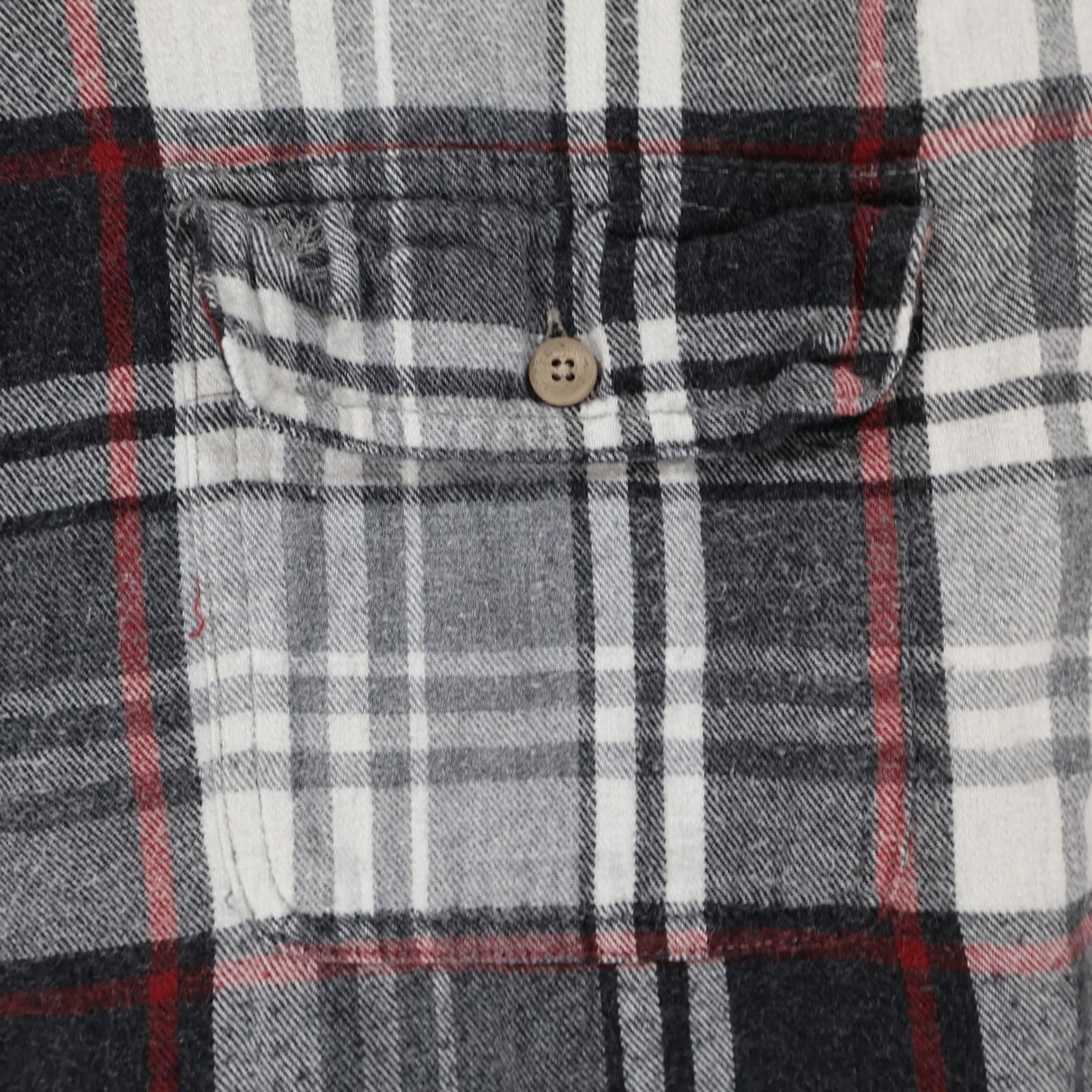 Timberland Flannel Shirt Mens L Gray 100% Cotton Regular Fit Plaid Button Up - Thumbnail 10