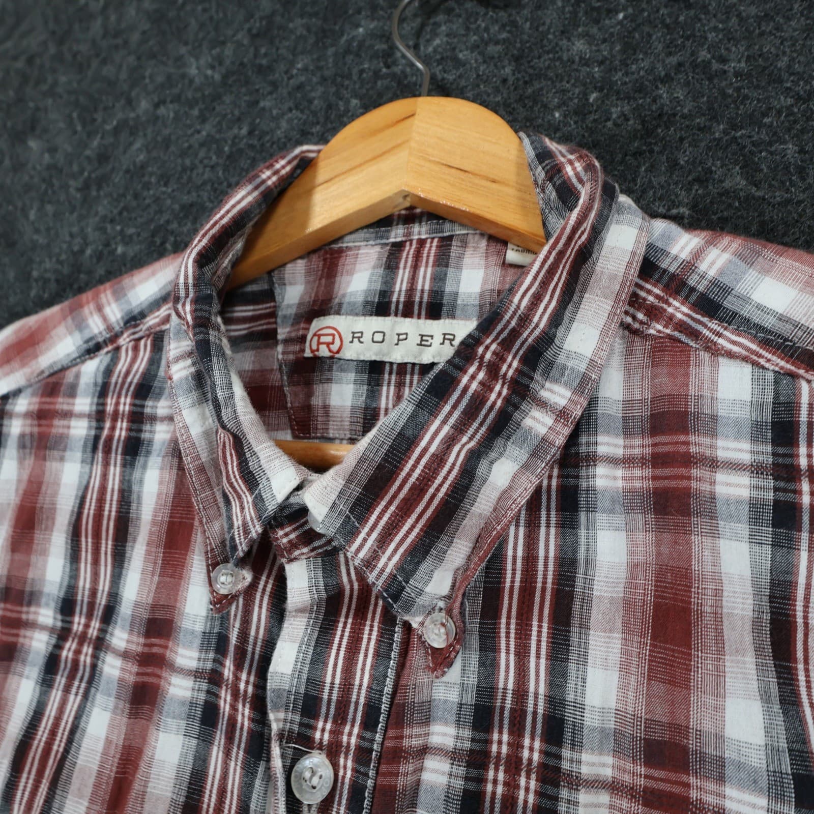 Roper Button Down Shirt Mens XL Red Plaid 100% Cotton Regular Western Casual - Thumbnail 9