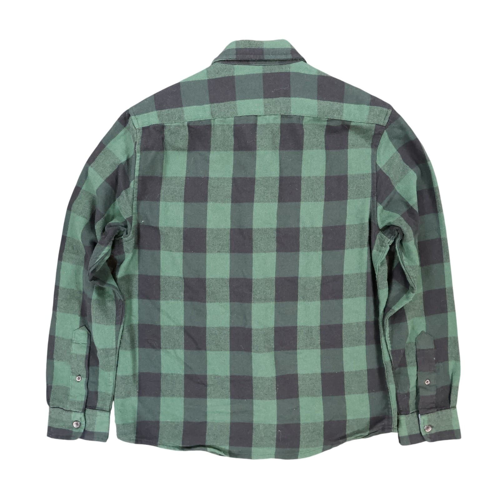 Tailor Vintage Flannel Shirt Mens Small Green Cotton Blend Buffalo Plaid Stretch - Thumbnail 2