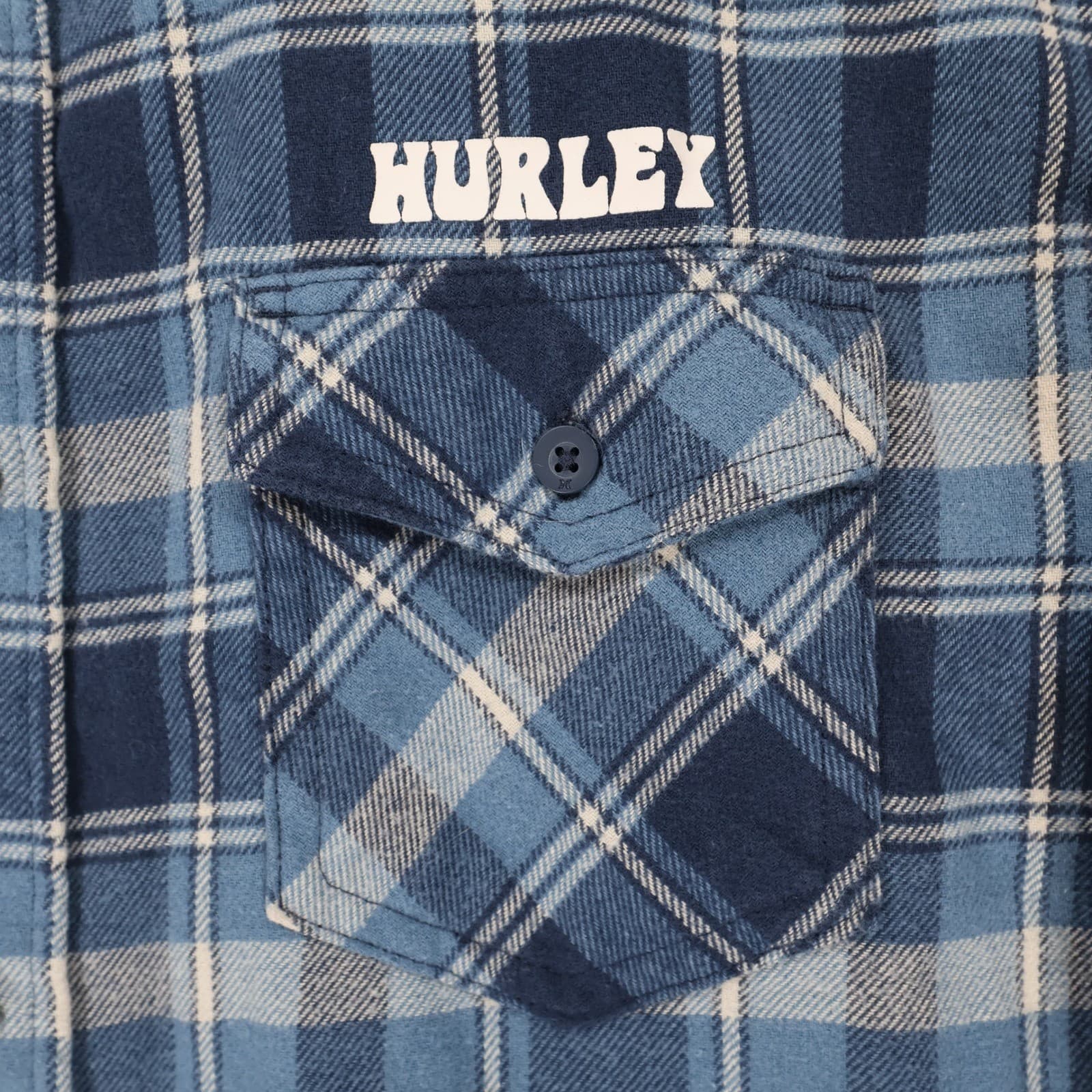 Hurley Flannel Shirt Mens Medium Blue Plaid Cotton Blend Regular Fit Button Up - Thumbnail 11