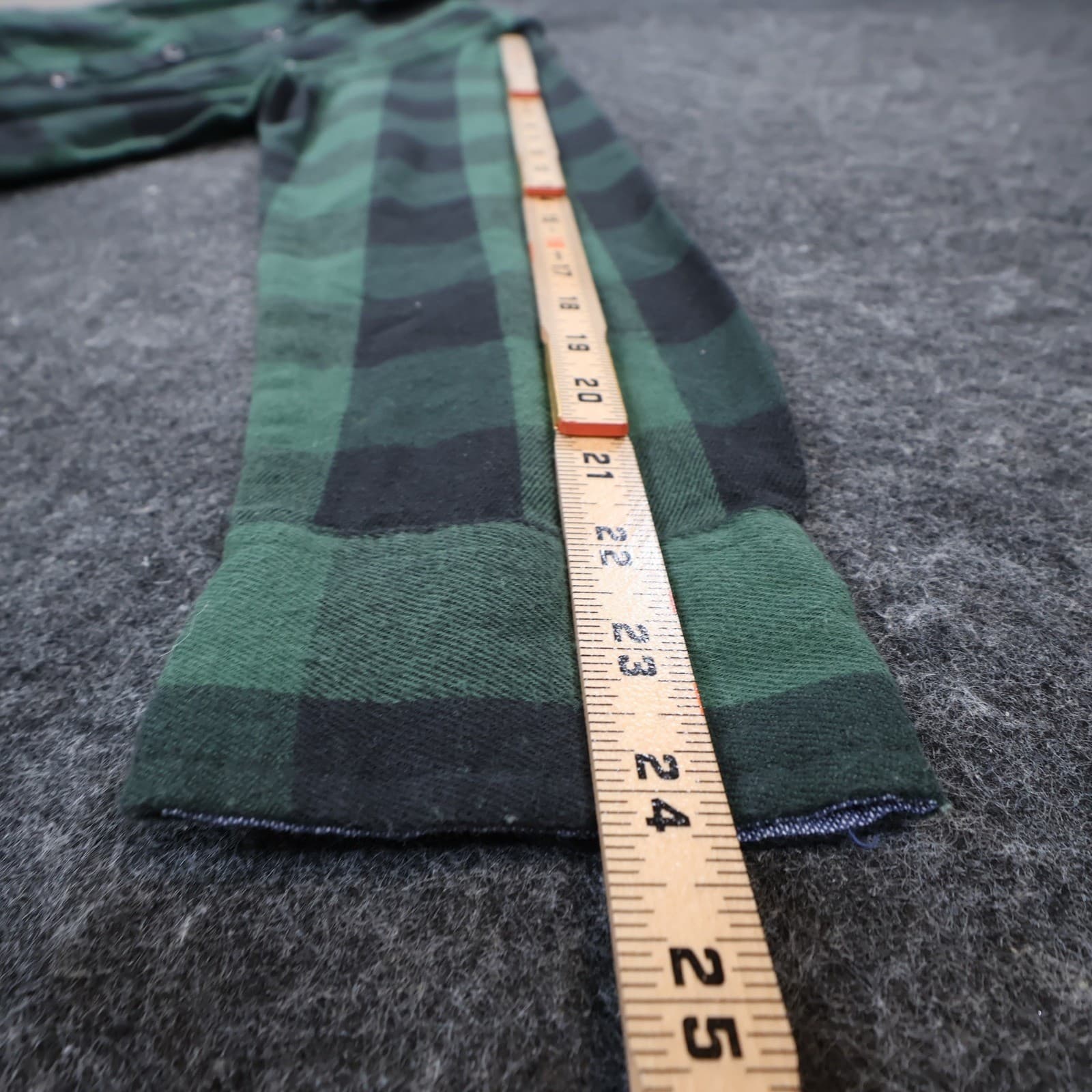 Tailor Vintage Flannel Shirt Mens Small Green Cotton Blend Buffalo Plaid Stretch - Thumbnail 4