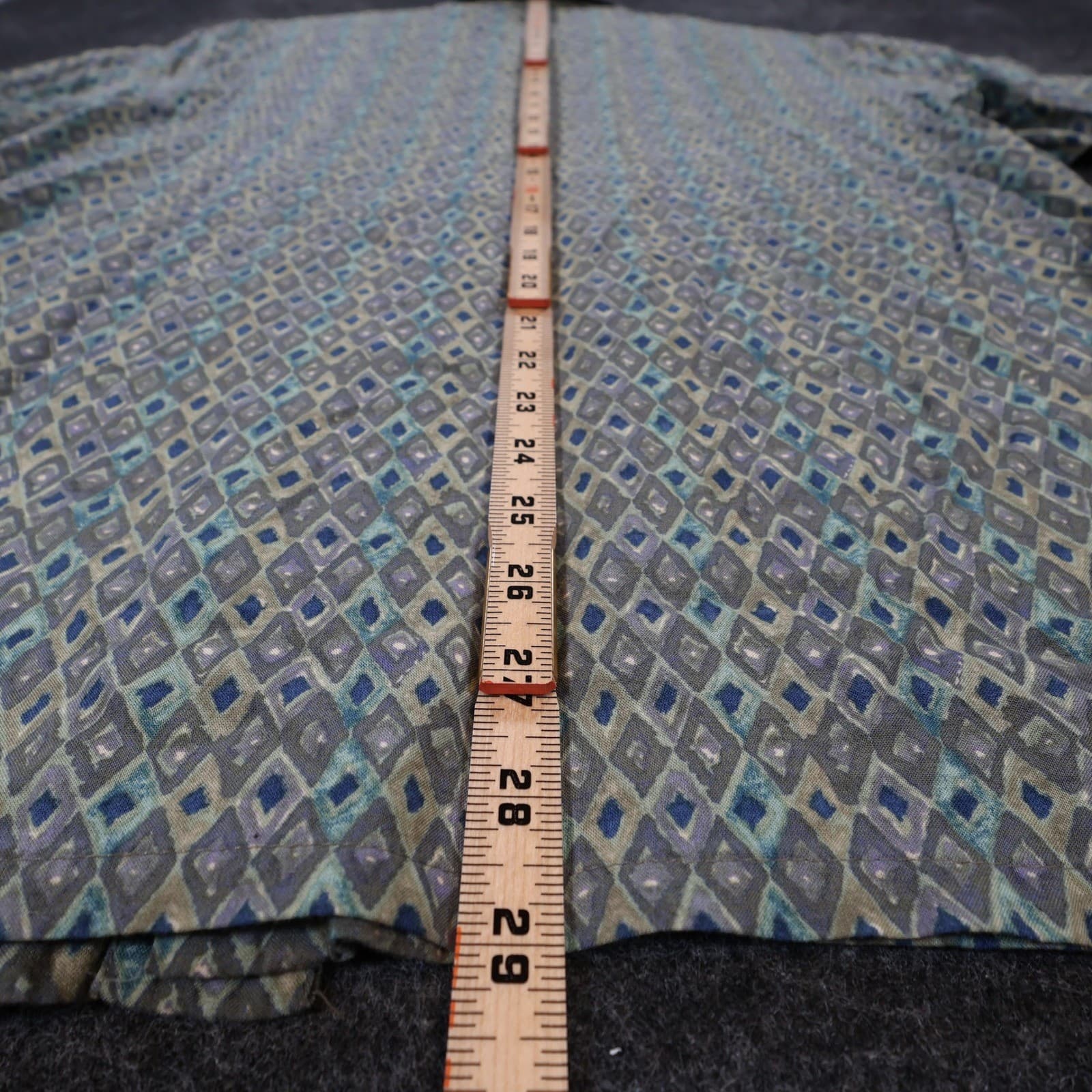 Black Brown 1826 Button Front Shirt Mens Medium Green Rayon Geometric Diamond - Thumbnail 5