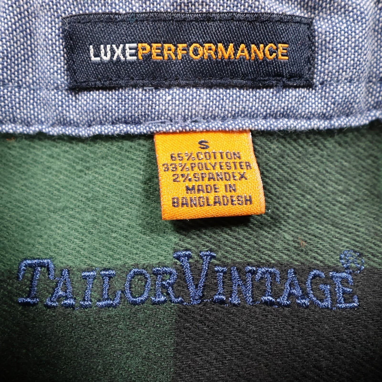 Tailor Vintage Flannel Shirt Mens Small Green Cotton Blend Buffalo Plaid Stretch - Thumbnail 7