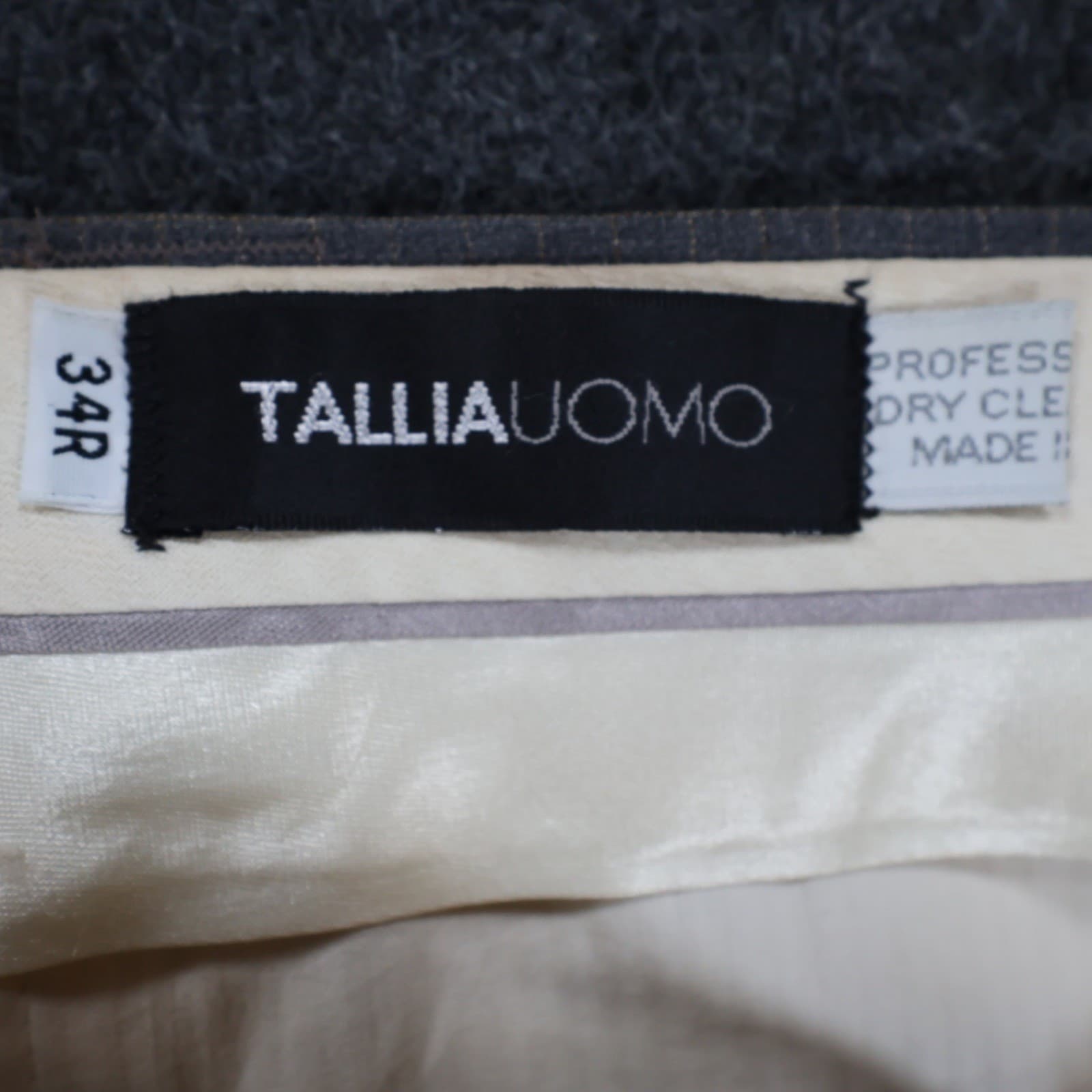 Tallia Uomo Dress Pants Mens 34R Grey Super 100s Wool Pleated Cuffed Trousers - Thumbnail 7