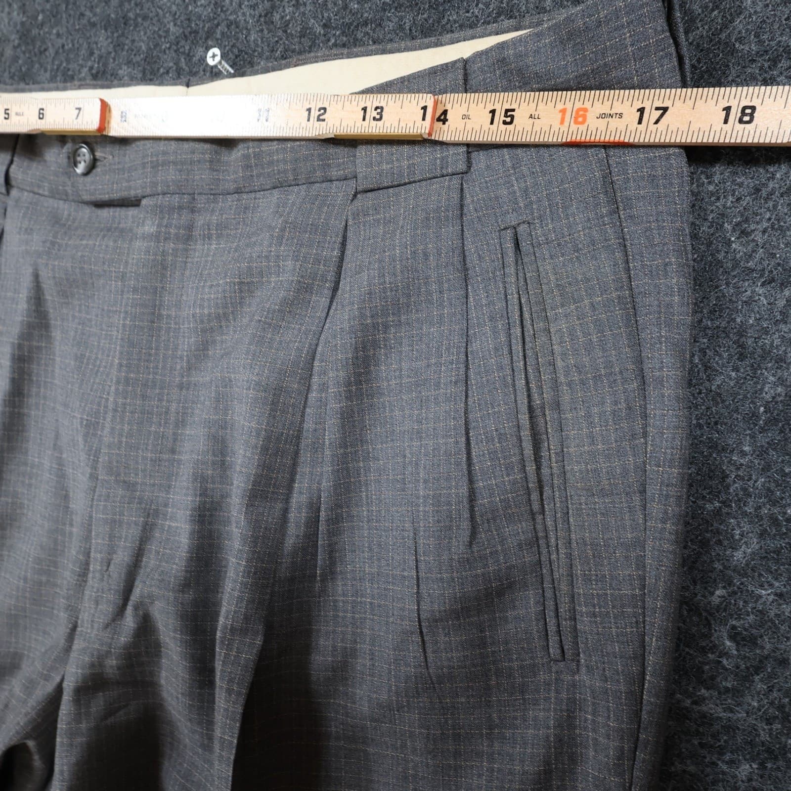 Tallia Uomo Dress Pants Mens 34R Grey Super 100s Wool Pleated Cuffed Trousers - Thumbnail 6