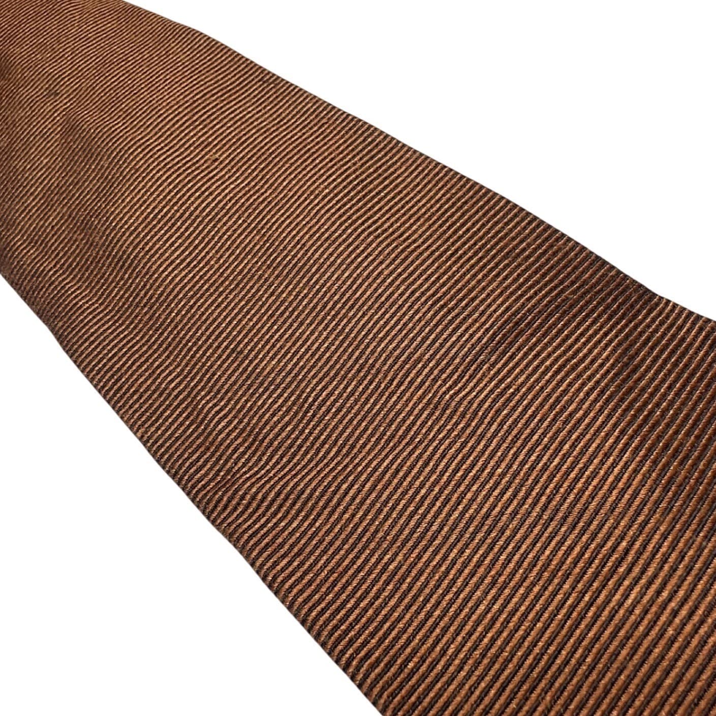 Lands End Mens Silk Wool Blend Ribbed Necktie Brown Bronze Long Hand Sewn USA - Thumbnail 4