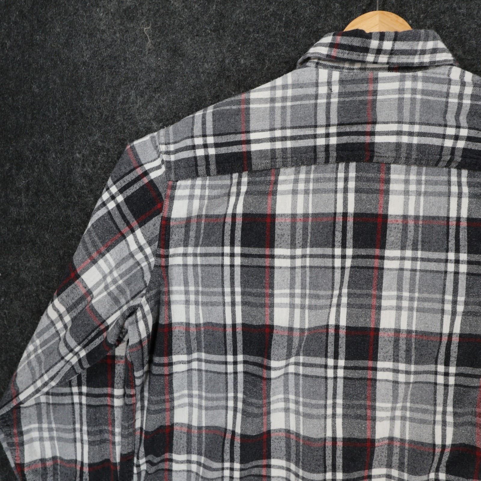 Timberland Flannel Shirt Mens L Gray 100% Cotton Regular Fit Plaid Button Up - Thumbnail 9