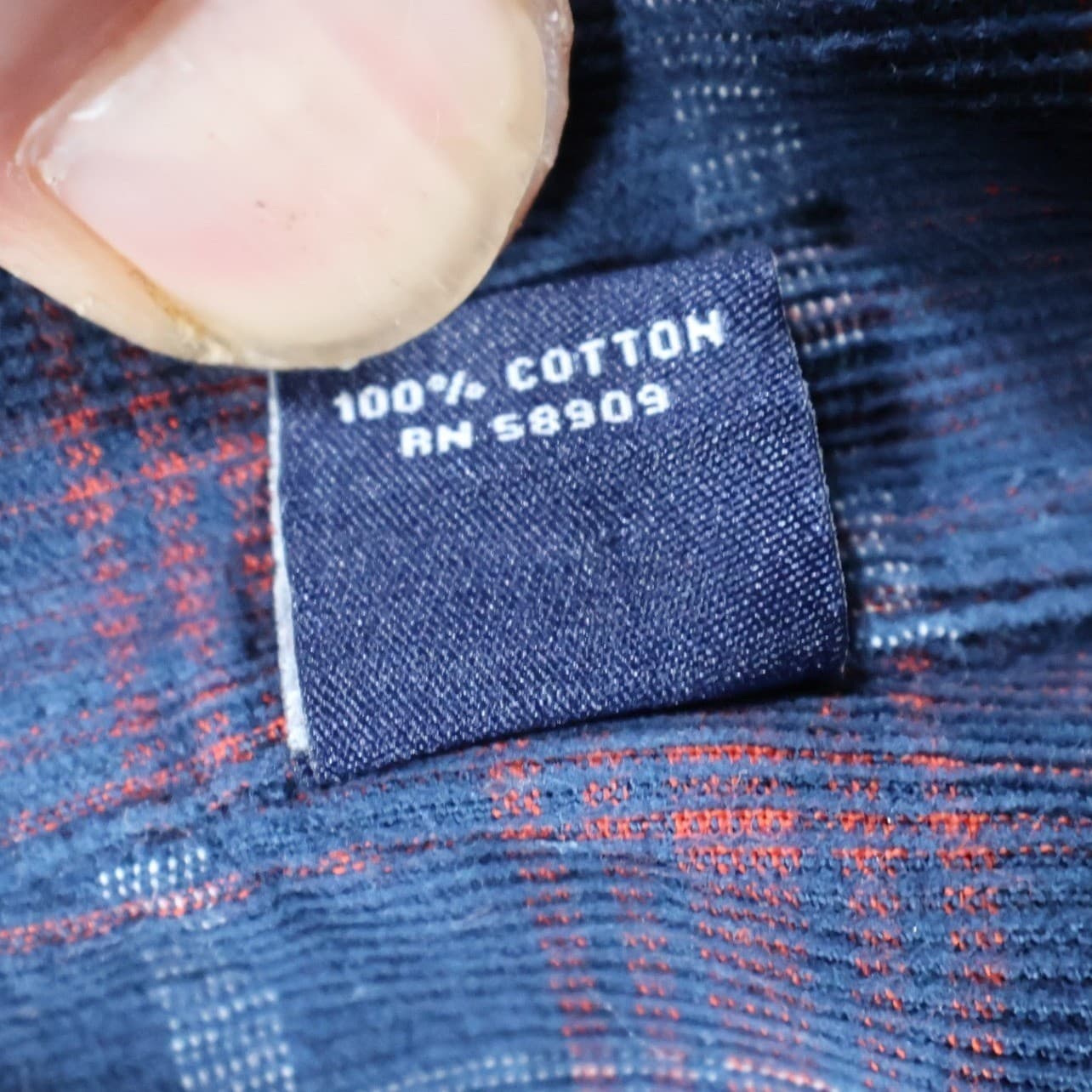 Roundtree & Yorke Button Down Mens L Blue Cotton Corduroy Plaid Casual Shirt - Thumbnail 8