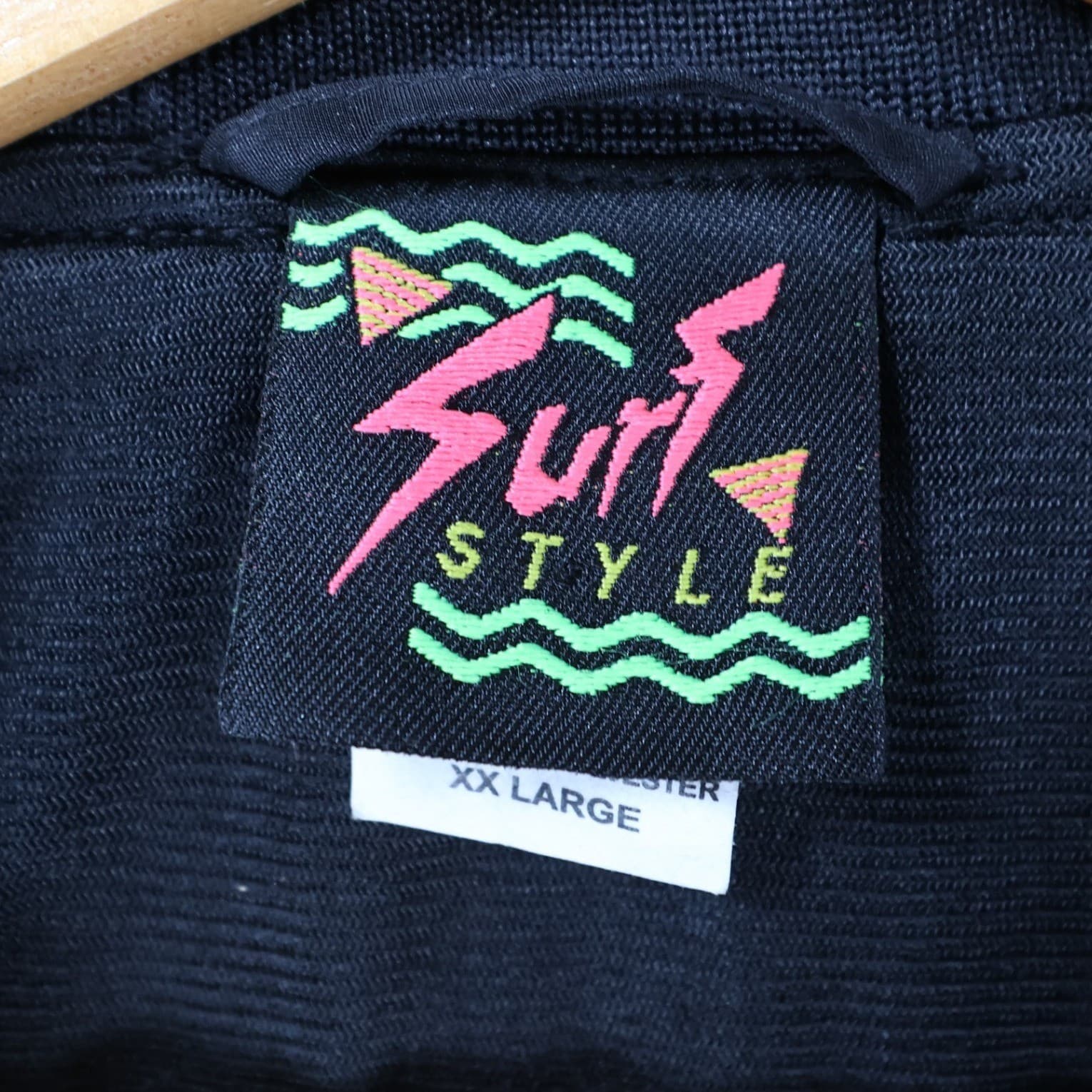 Surf Style Bomber Jacket Mens XXL Black Polyester Blend Regular Windbreaker Zip - Thumbnail 7