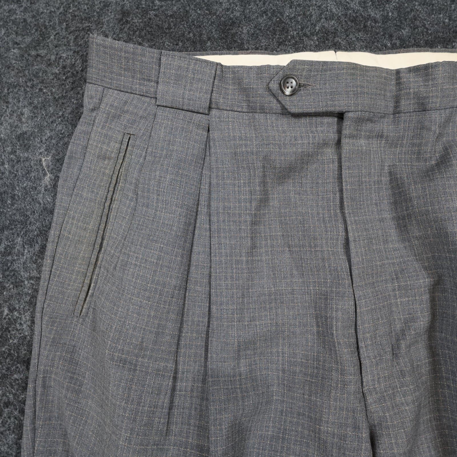 Tallia Uomo Dress Pants Mens 34R Grey Super 100s Wool Pleated Cuffed Trousers - Thumbnail 9