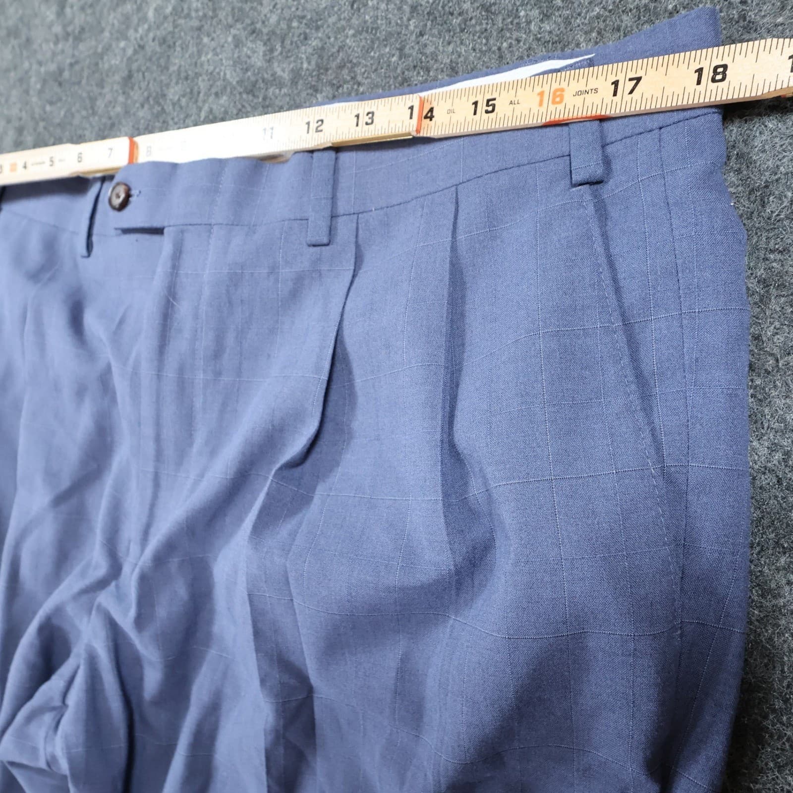 Ralph Lauren Dress Pants Mens 36W x 30L Blue Poly Rayon Pleated Windowpane Check - Thumbnail 6