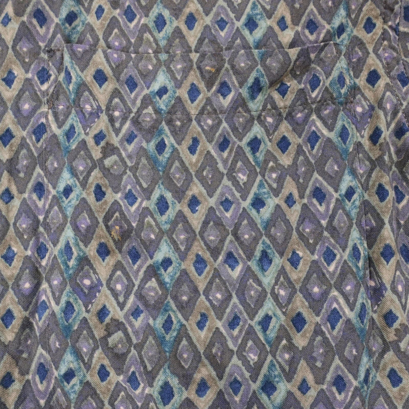 Black Brown 1826 Button Front Shirt Mens Medium Green Rayon Geometric Diamond - Thumbnail 10