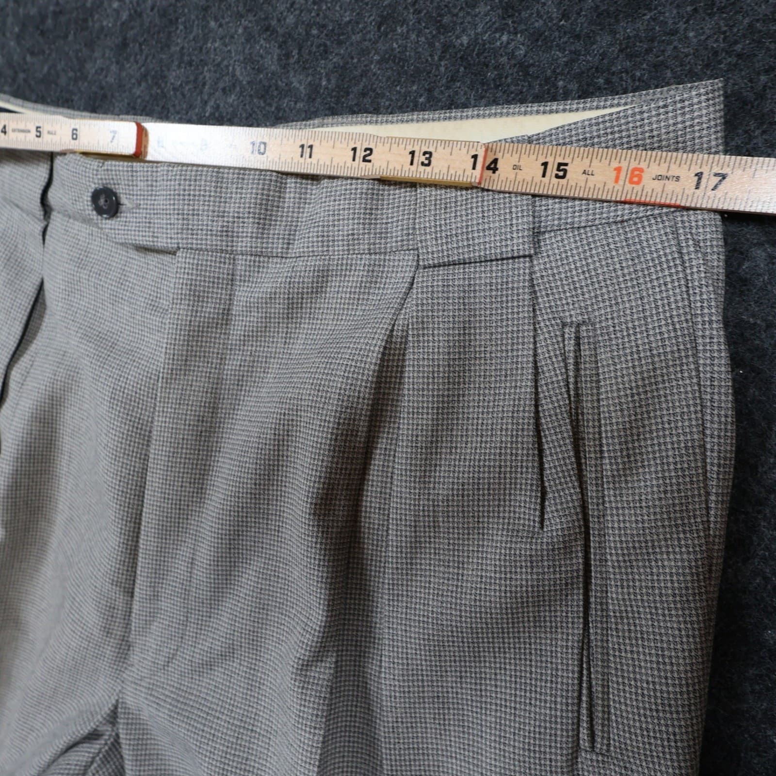 Tallia Uomo Dress Pants Mens 34R Gray Wool Blend Pleated Cuffed Trousers - Thumbnail 6