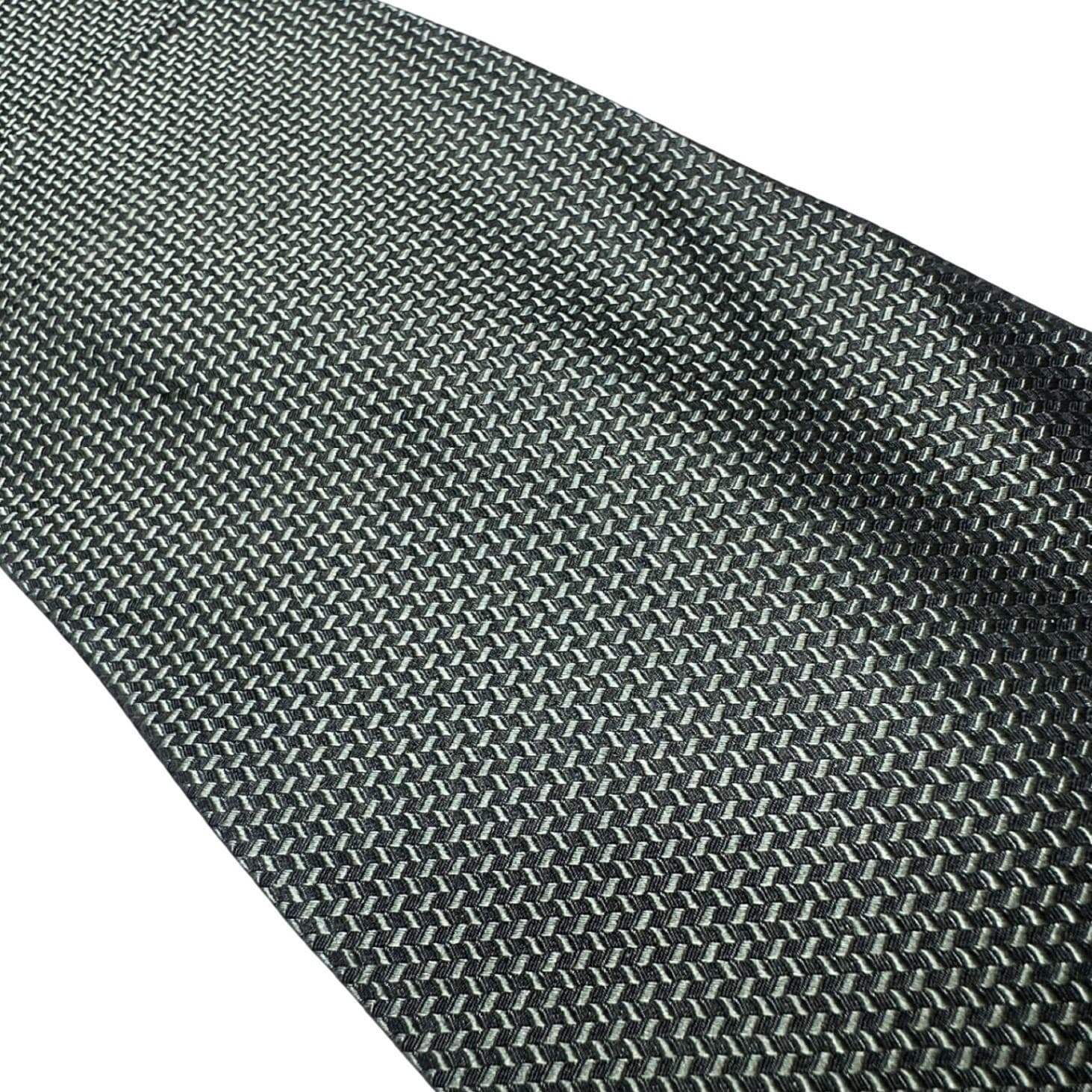 Van Heusen Mens Dark Grey Black Micro Pattern Textured 100% Silk Necktie Tie - Thumbnail 4