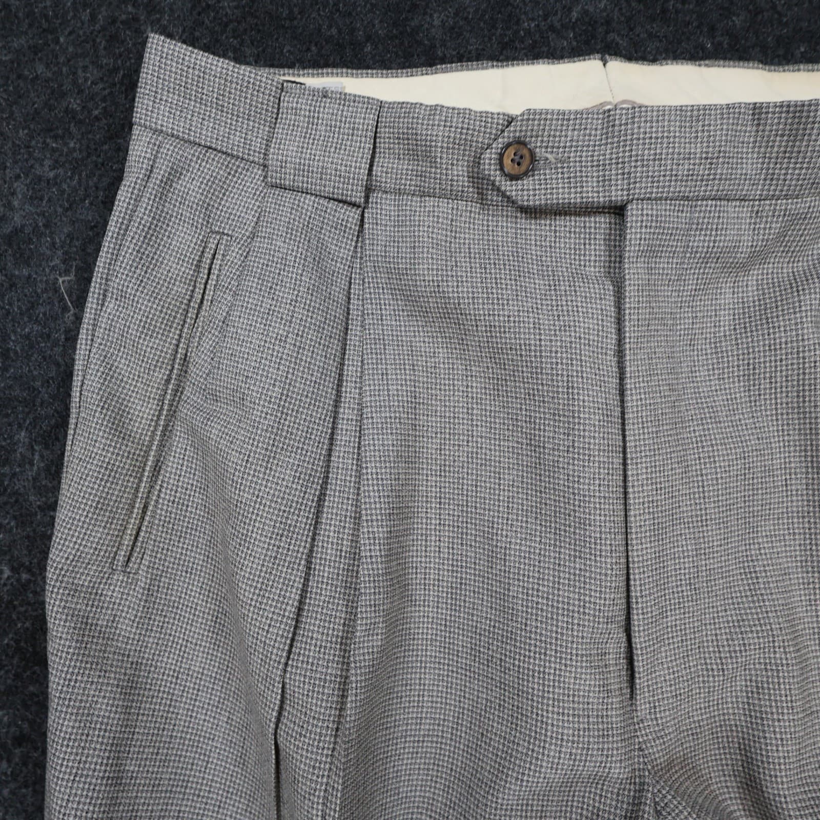 Tallia Uomo Dress Pants Mens 34R Gray Wool Blend Pleated Cuffed Trousers - Thumbnail 8
