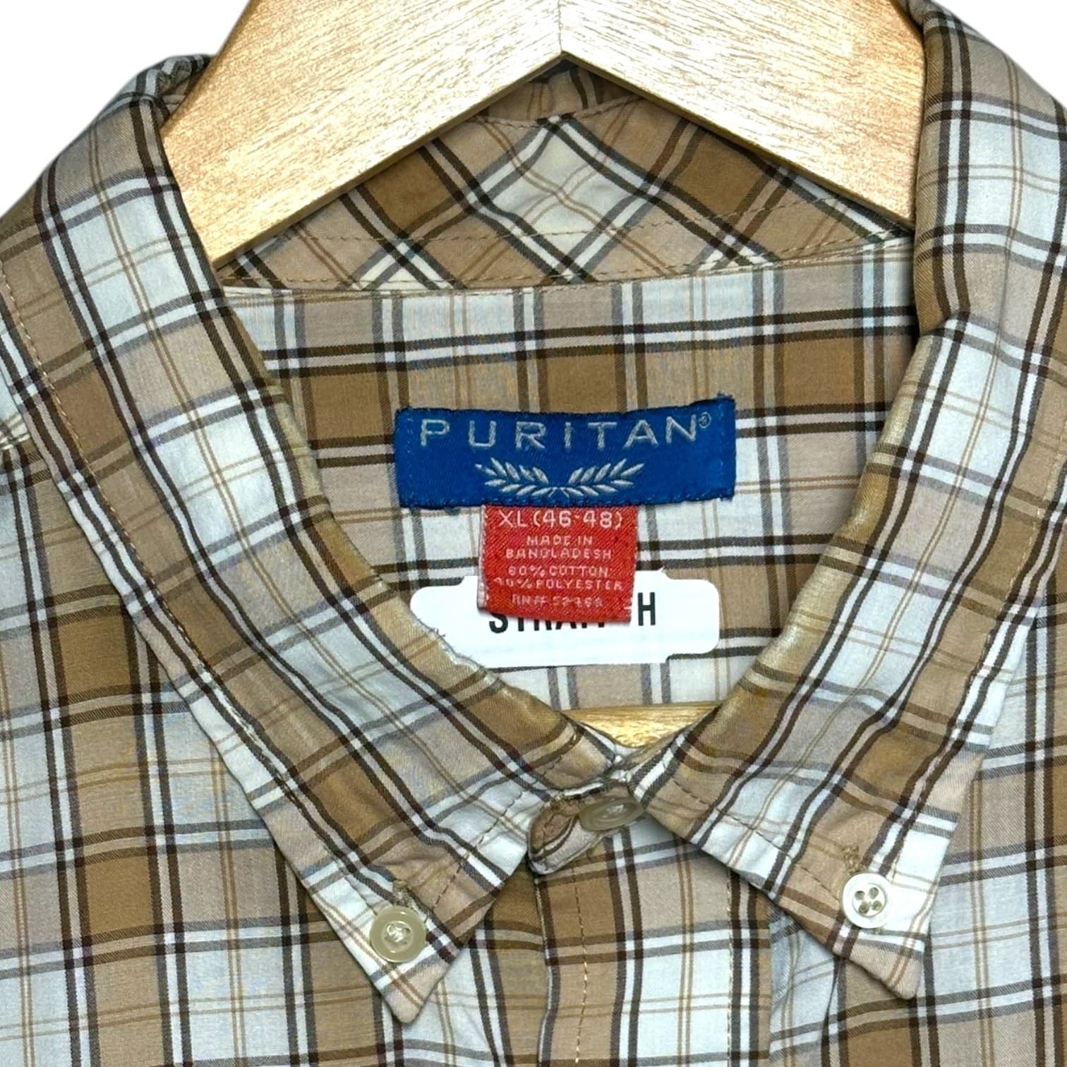 Puritan Mens XL Long Sleeve Button Down Plaid Stretch Shirt Casual Office - Thumbnail 6