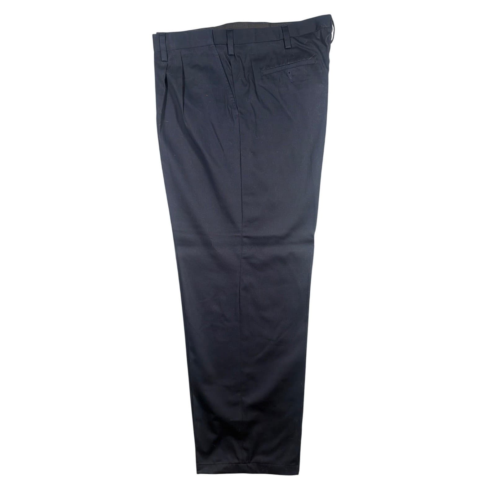 Vintage Eddie Bauer Chino Pants Mens 44 Navy Blue Pleated Front Cotton Twill - Thumbnail 3