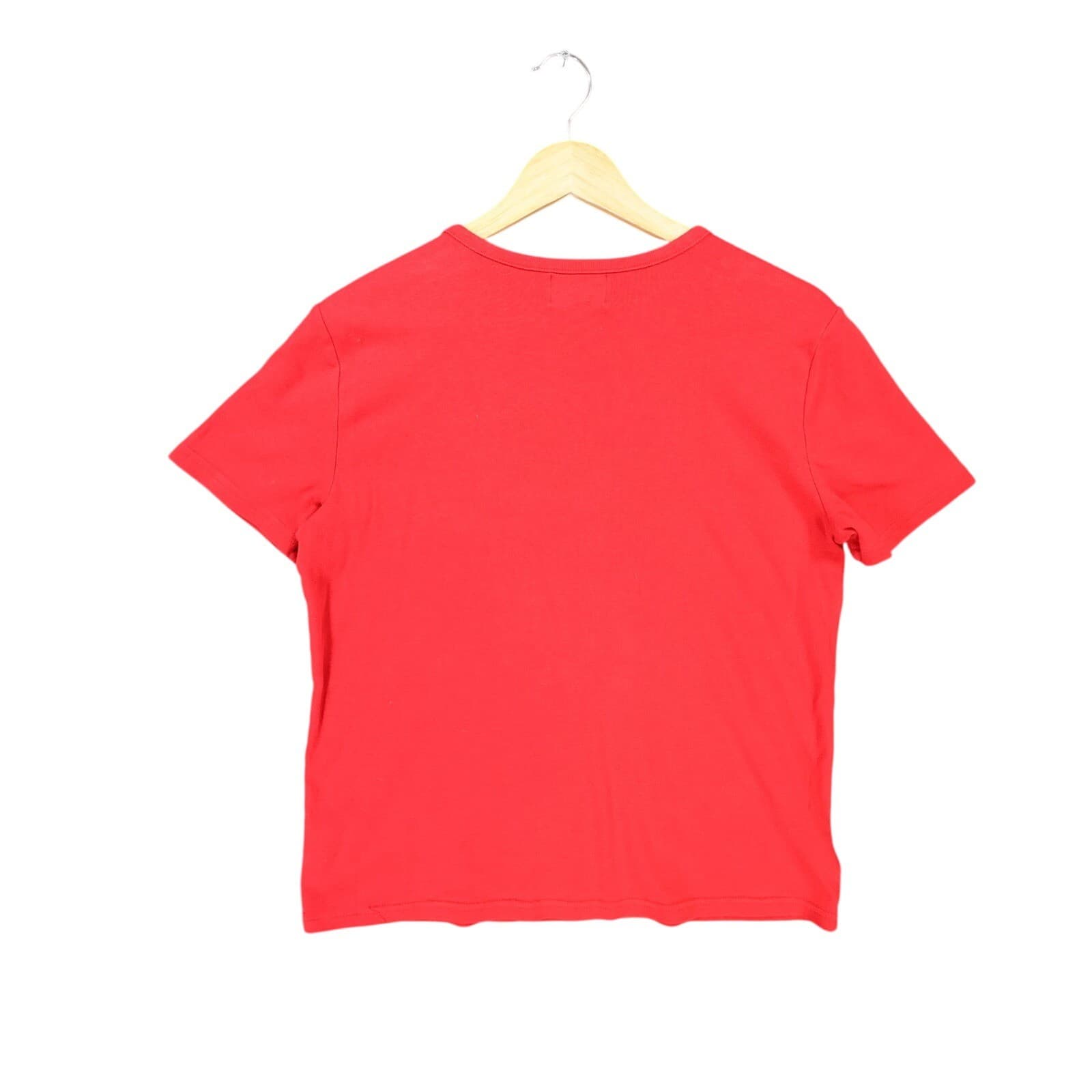 Chaps Classics T-Shirt Womens Large Red Cotton Nautical Button Shoulder Tee - Thumbnail 2